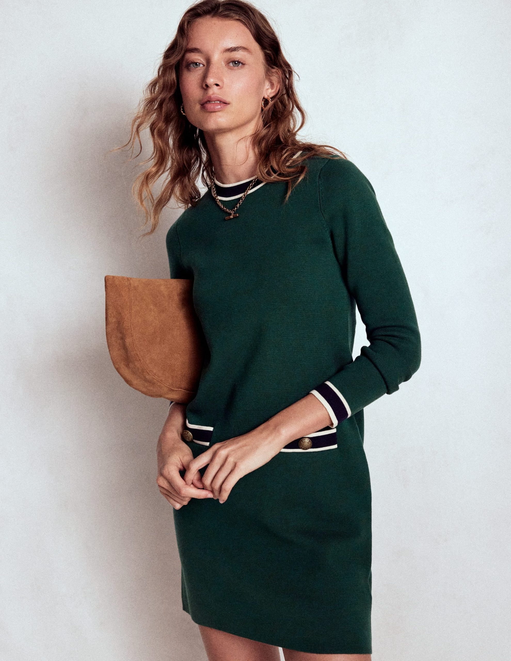 Holly Knitted Shift Dress-Emerald Night - Image 5
