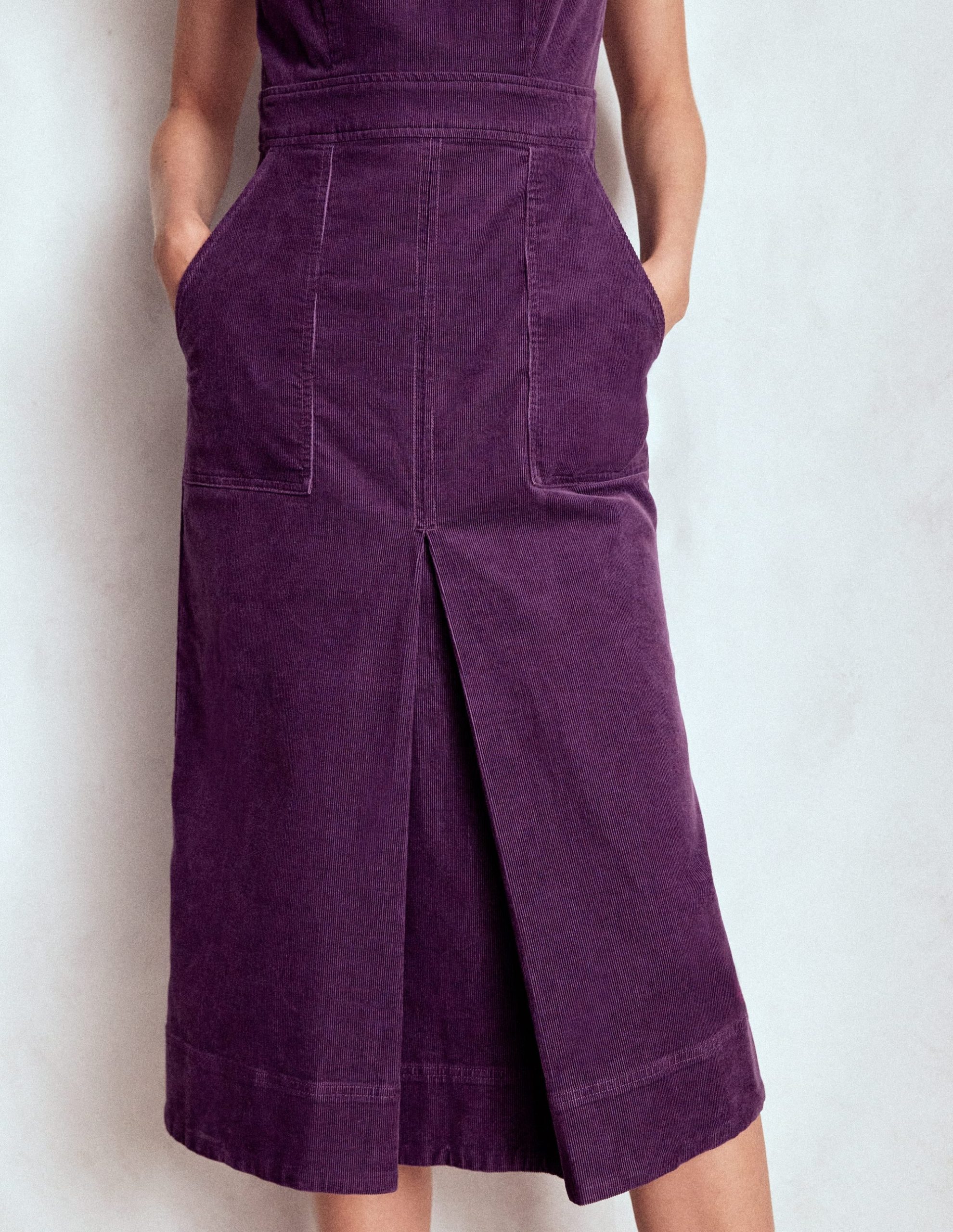 Ula Box Pleat Cord Midi Dress-Viola Purple - Image 2