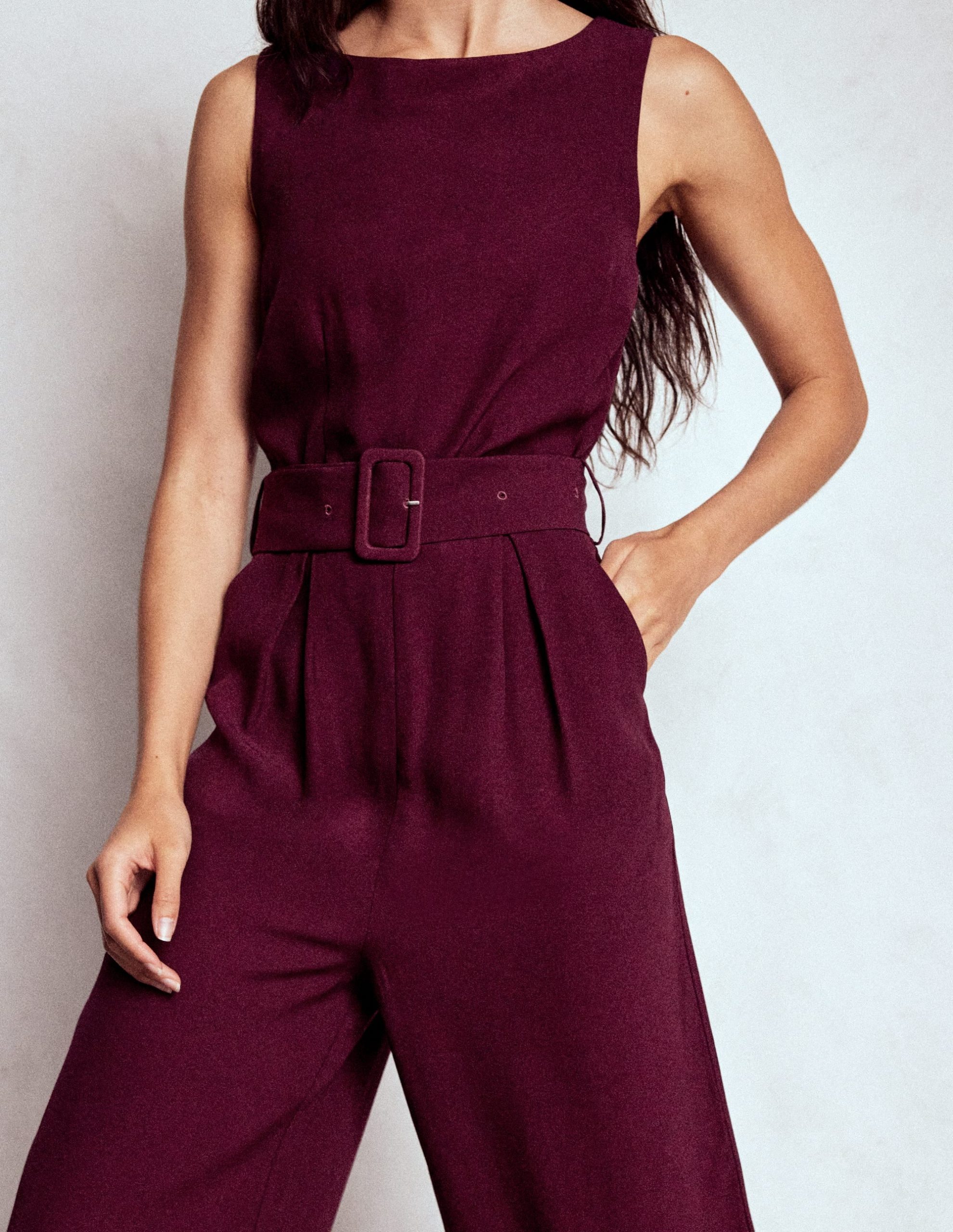 Gwen Slash Neck Jumpsuit-Dark Cherry - Image 2