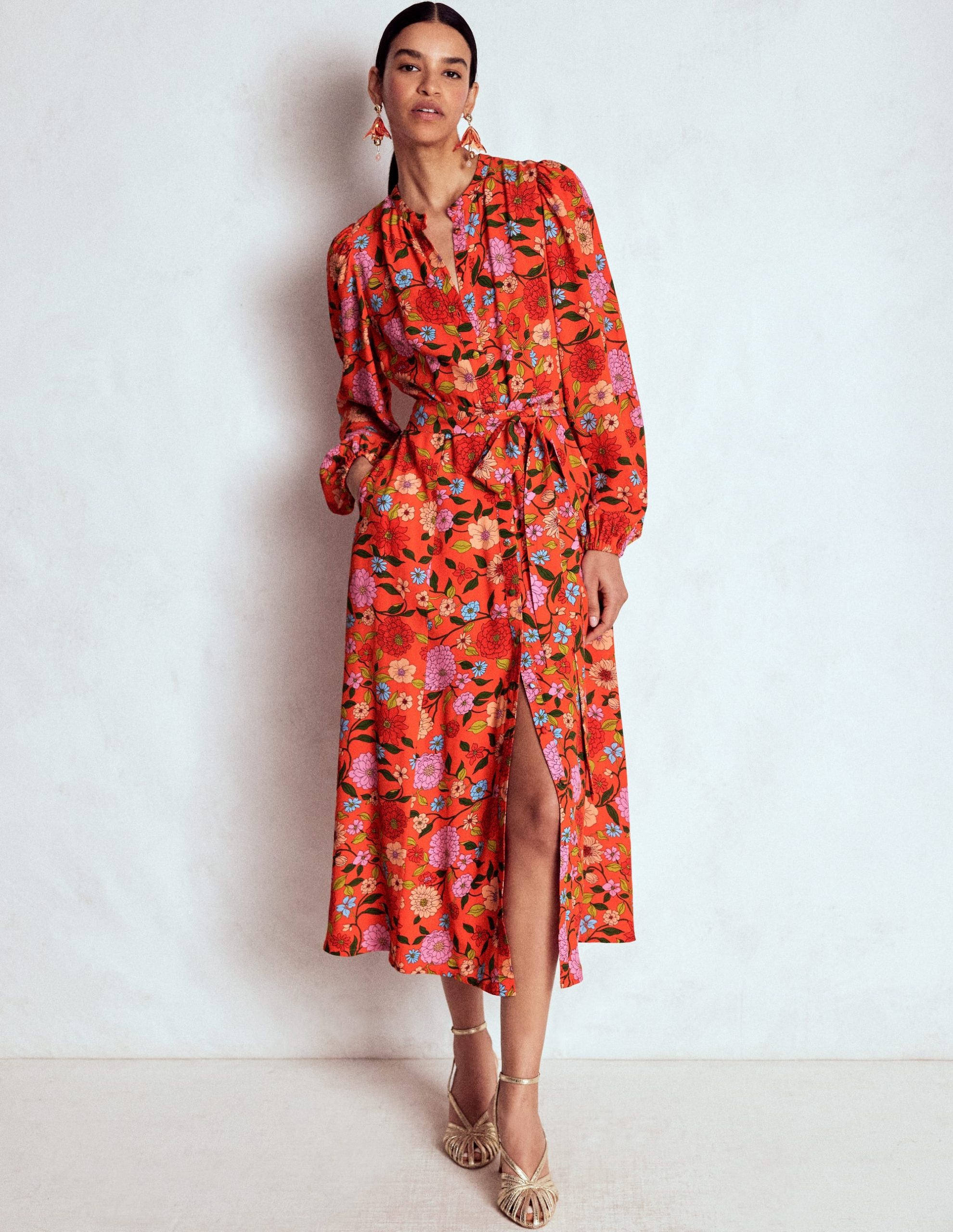 Mae Occasion Maxi Shirt Dress-Firecracker Red. Dahlia Trail - Image 4