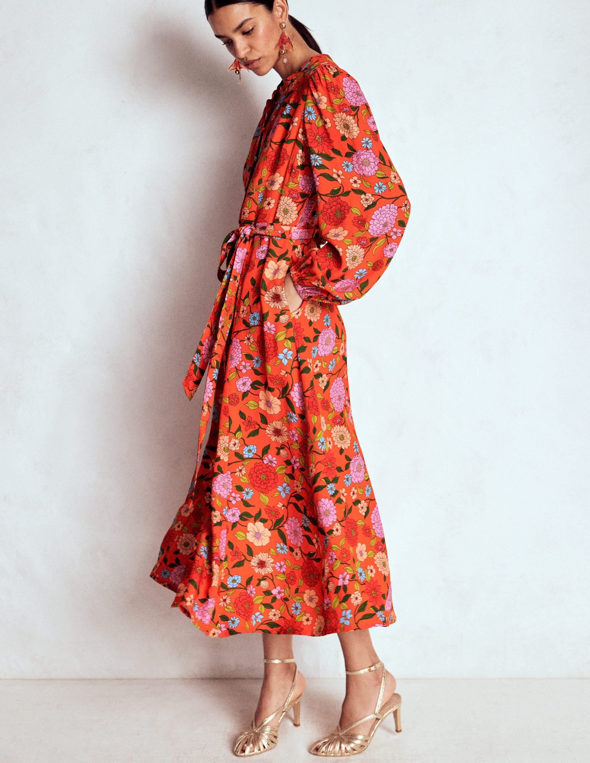 Mae Occasion Maxi Shirt Dress-Firecracker Red. Dahlia Trail - Image 5