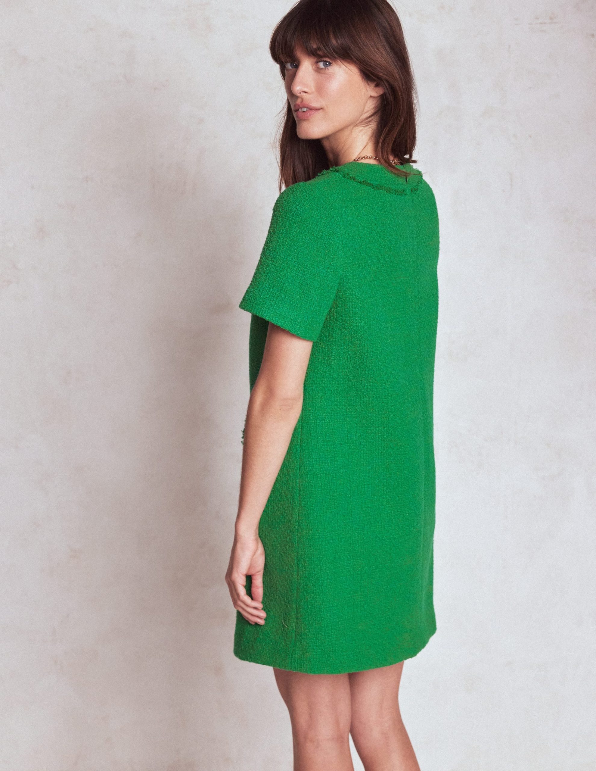 Evita Cotton Shift Dress-Rich Emerald - Image 4