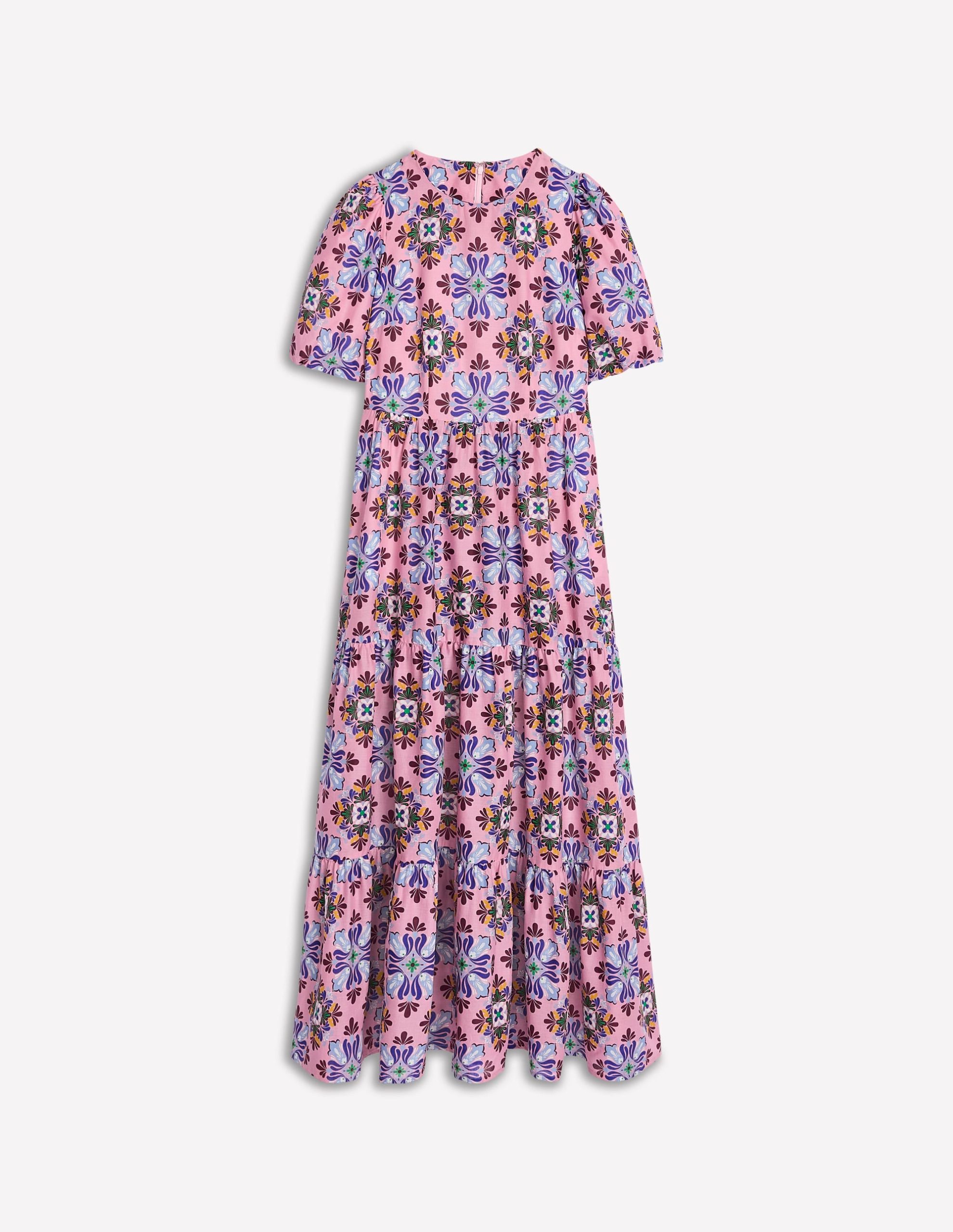 Tiered Poplin Maxi Dress-Formica Pink. Bloom Mosaic - Image 7