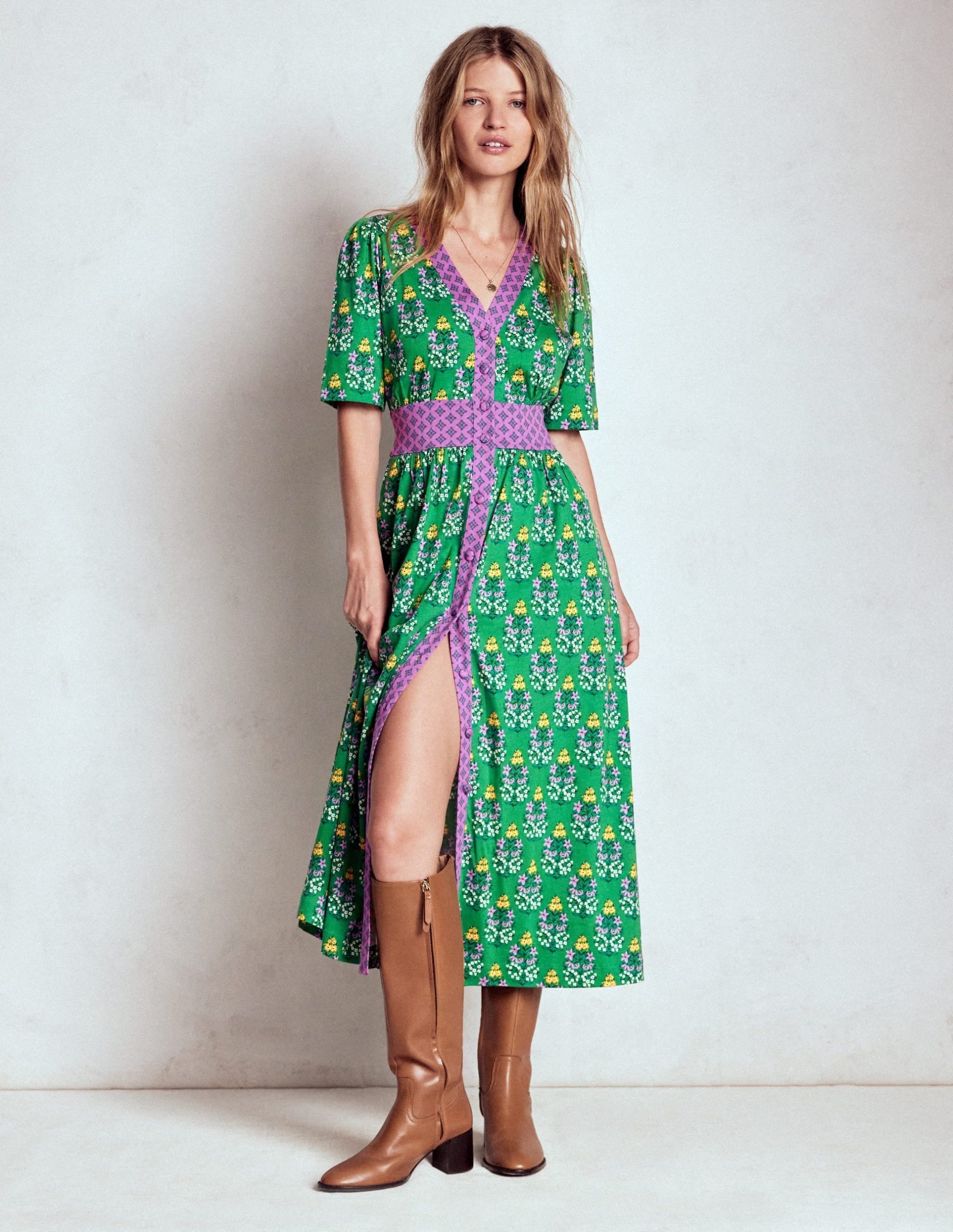 Natalia Jersey Tea Dress-Rich Emerald. Wildflower - Image 6
