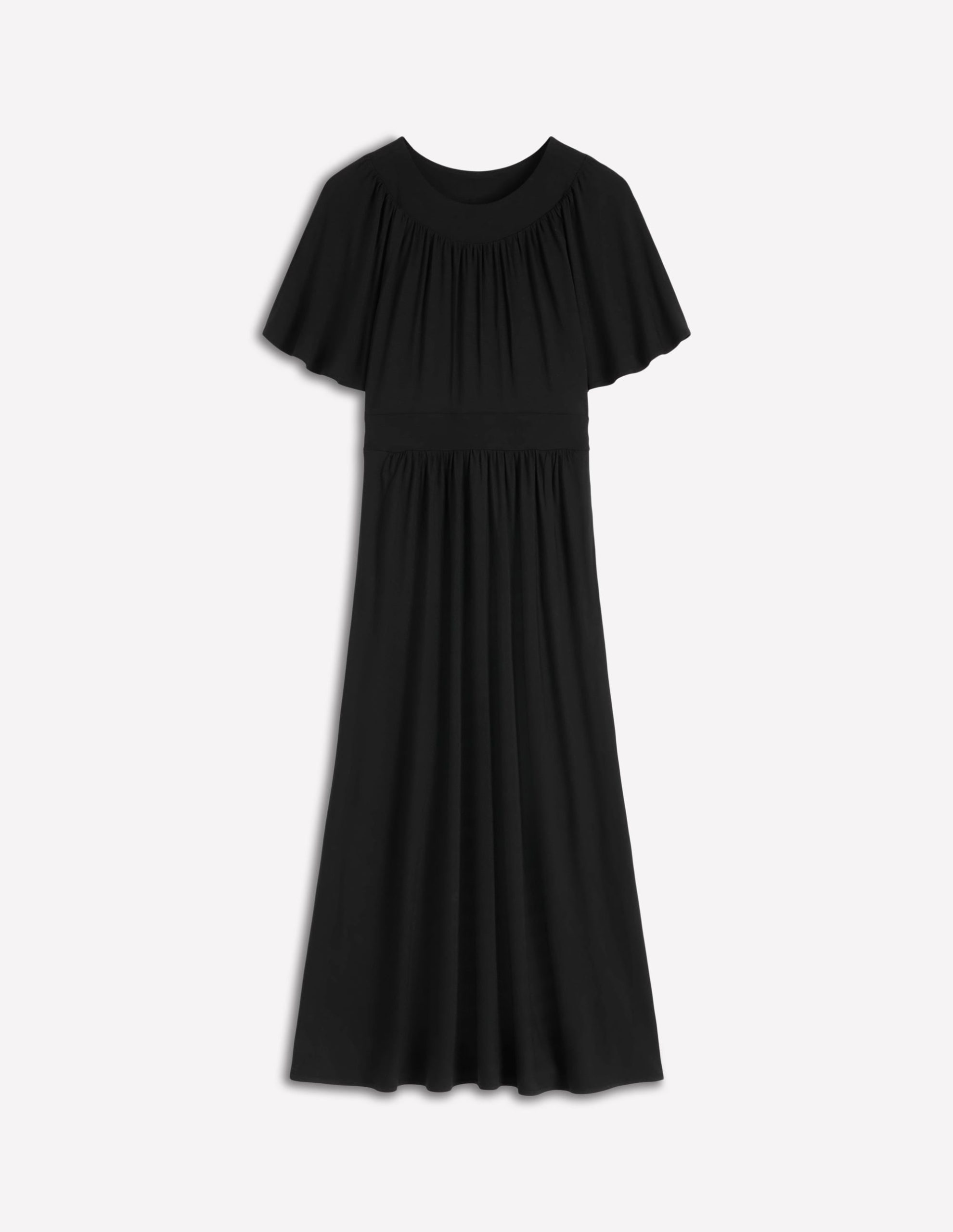 Yoke Panel Maxi Dress-Black - Image 6