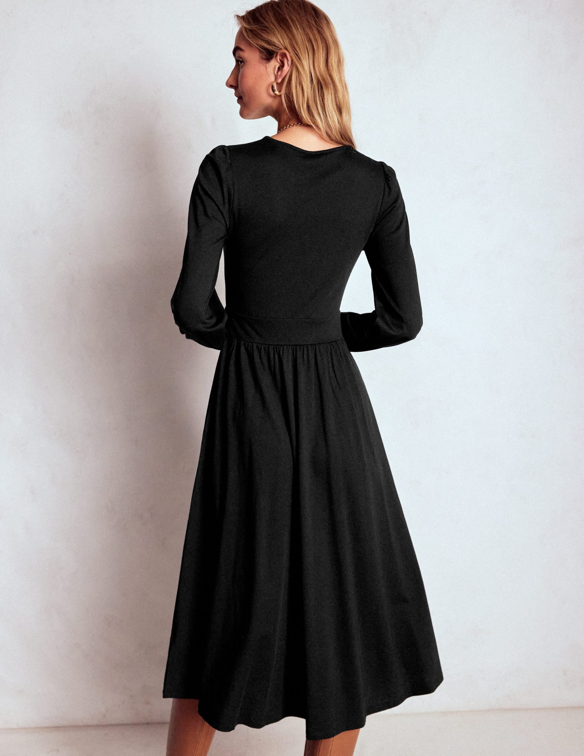 Alexandra Jersey Midi Dress-Black - Image 3