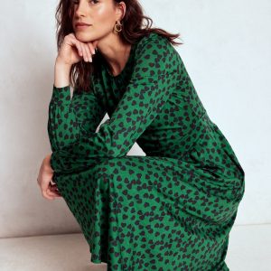 Alexandra Jersey Midi Dress-French Navy. Heart Cascade