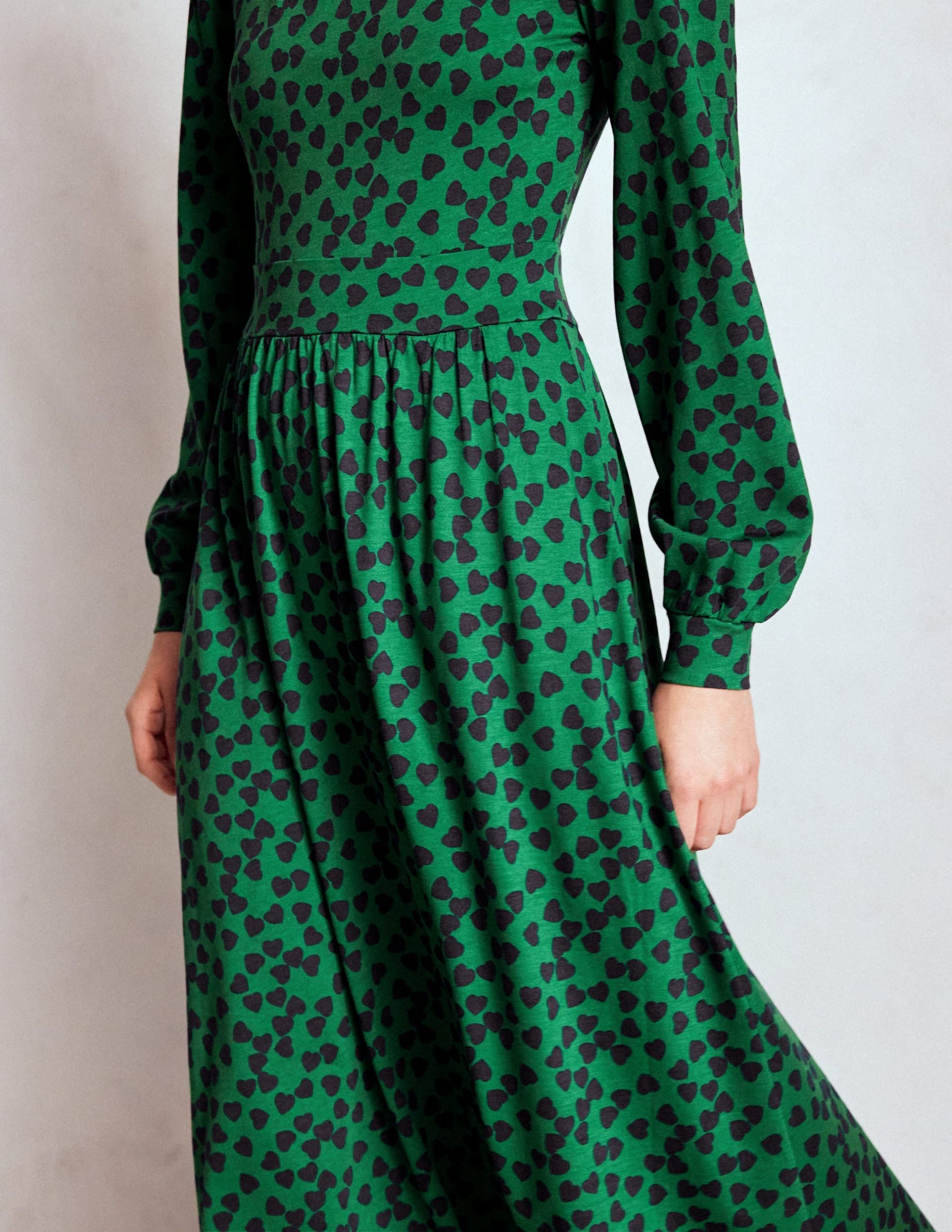 Alexandra Jersey Midi Dress-French Navy. Heart Cascade - Image 2