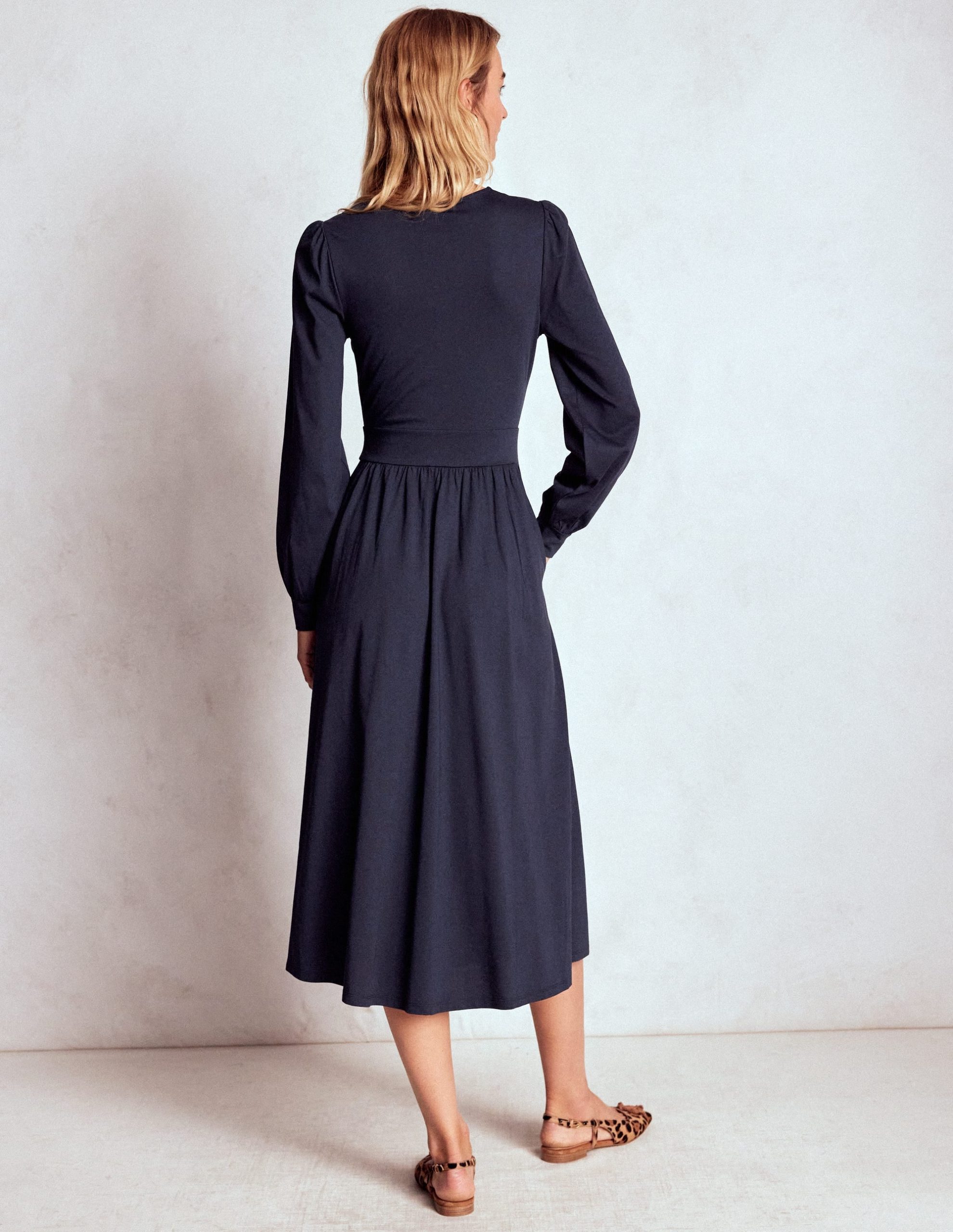 Alexandra Jersey Midi Dress-Navy - Image 3