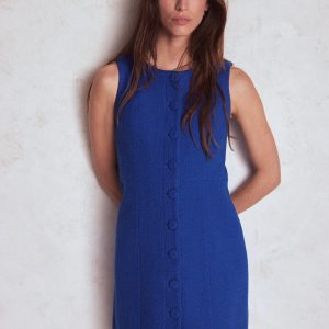 Cotton Texture Shift Dress-Gallery Blue