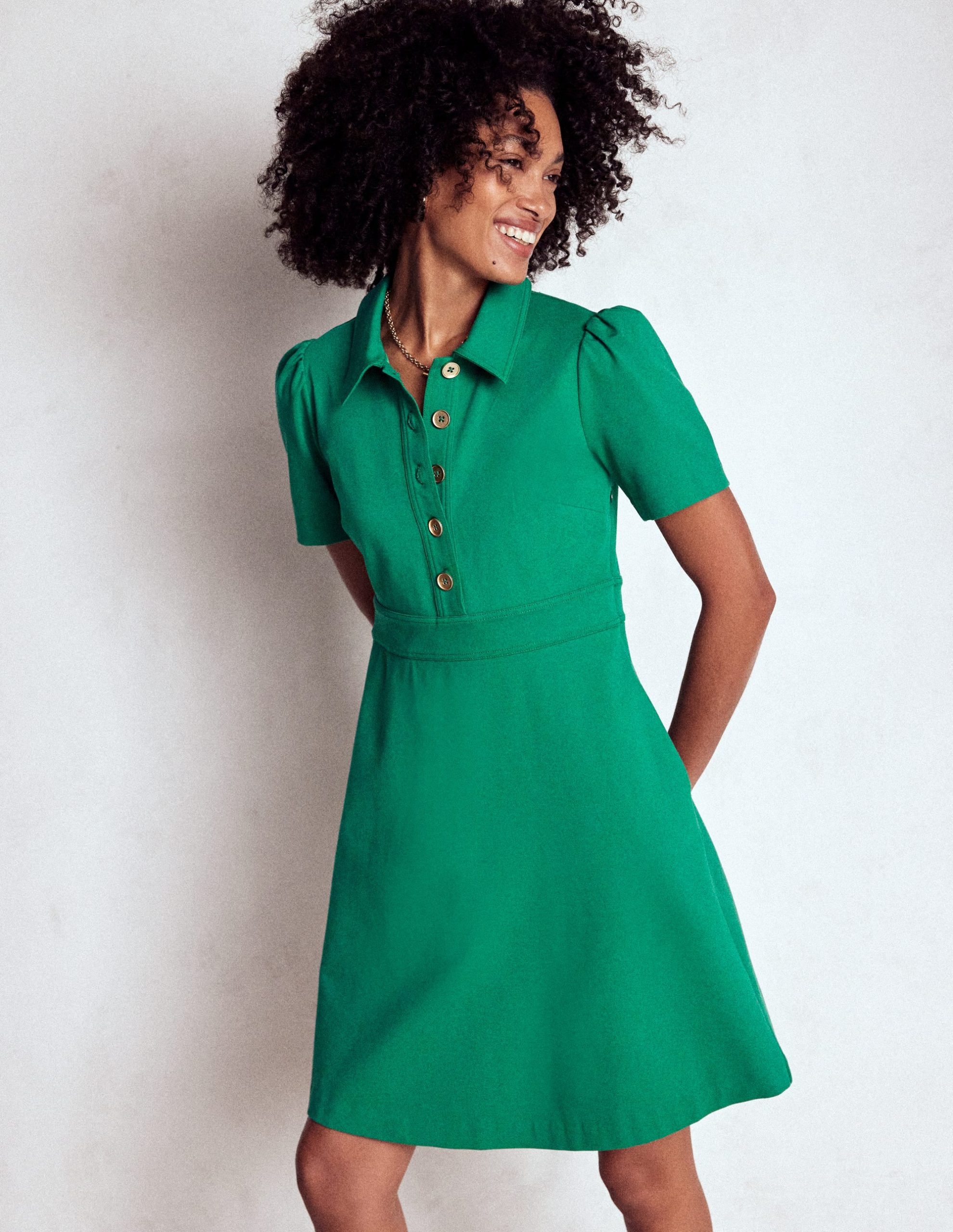 Nicolette Ponte Shirt Dress-Bear Grass