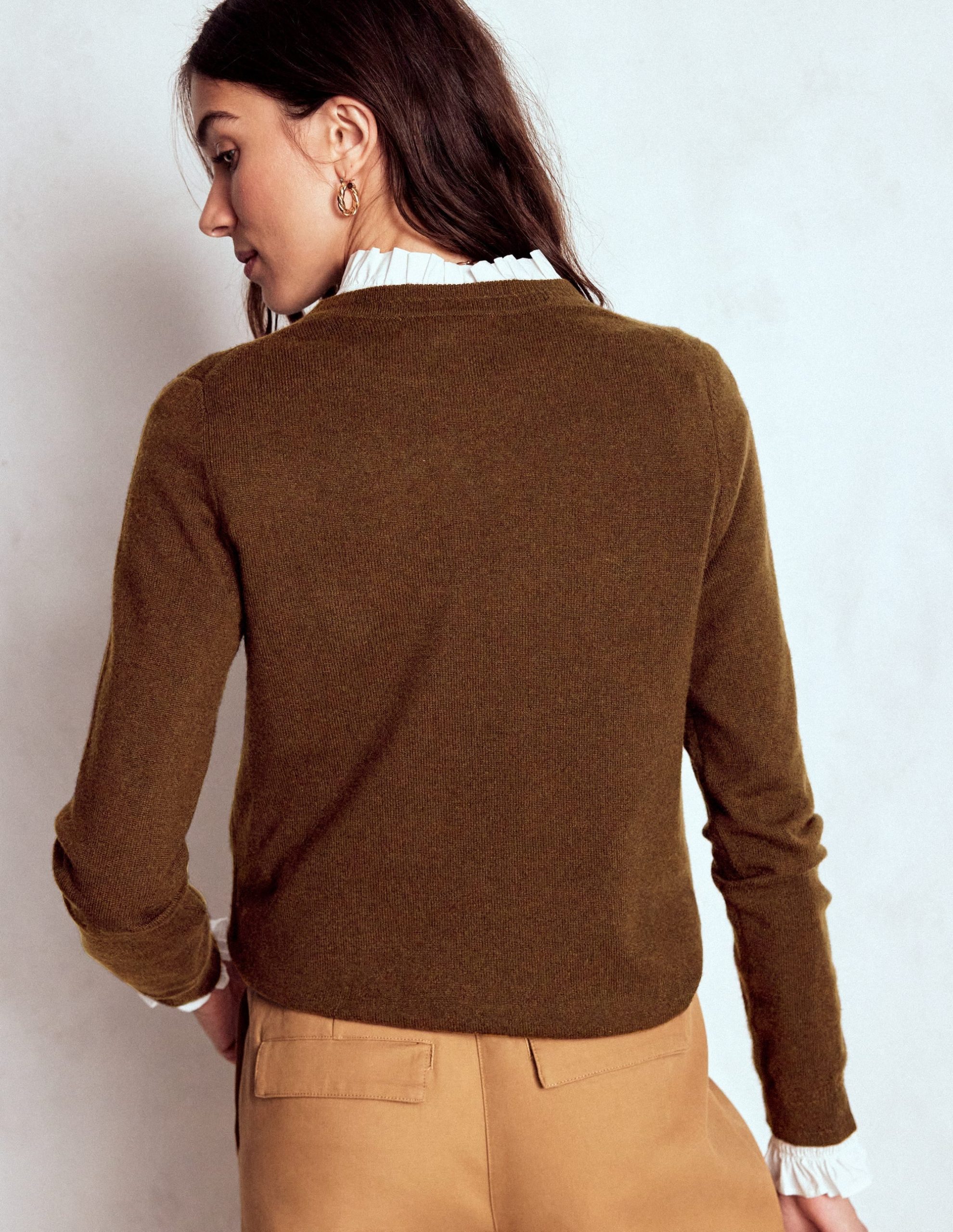 Eva Cashmere Crew Neck Sweater-Mocha - Image 3