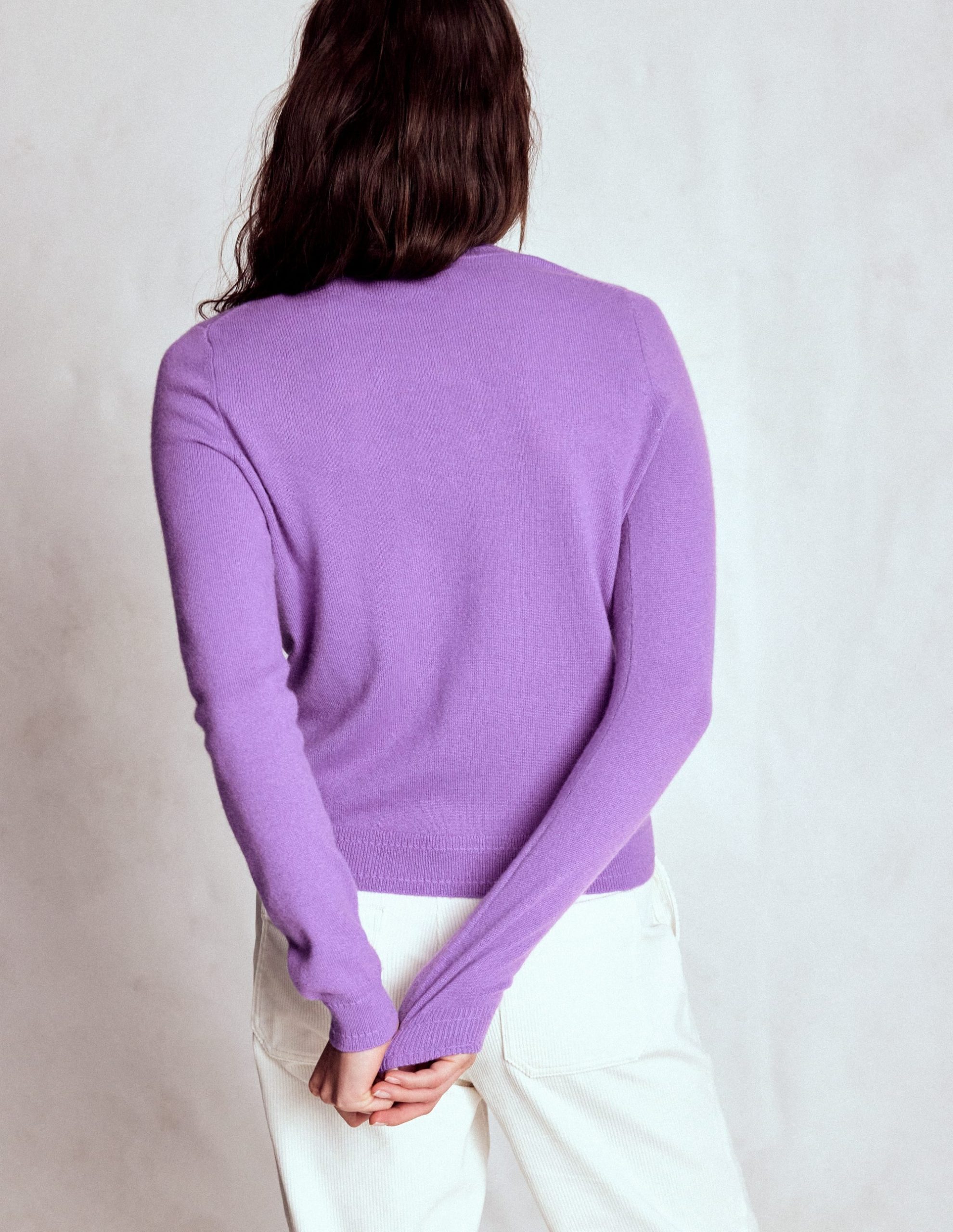 Eva Cashmere Crew Neck Sweater-Purple Topaz - Image 3