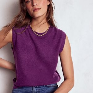 Eva Cashmere Vest-Plum Melange