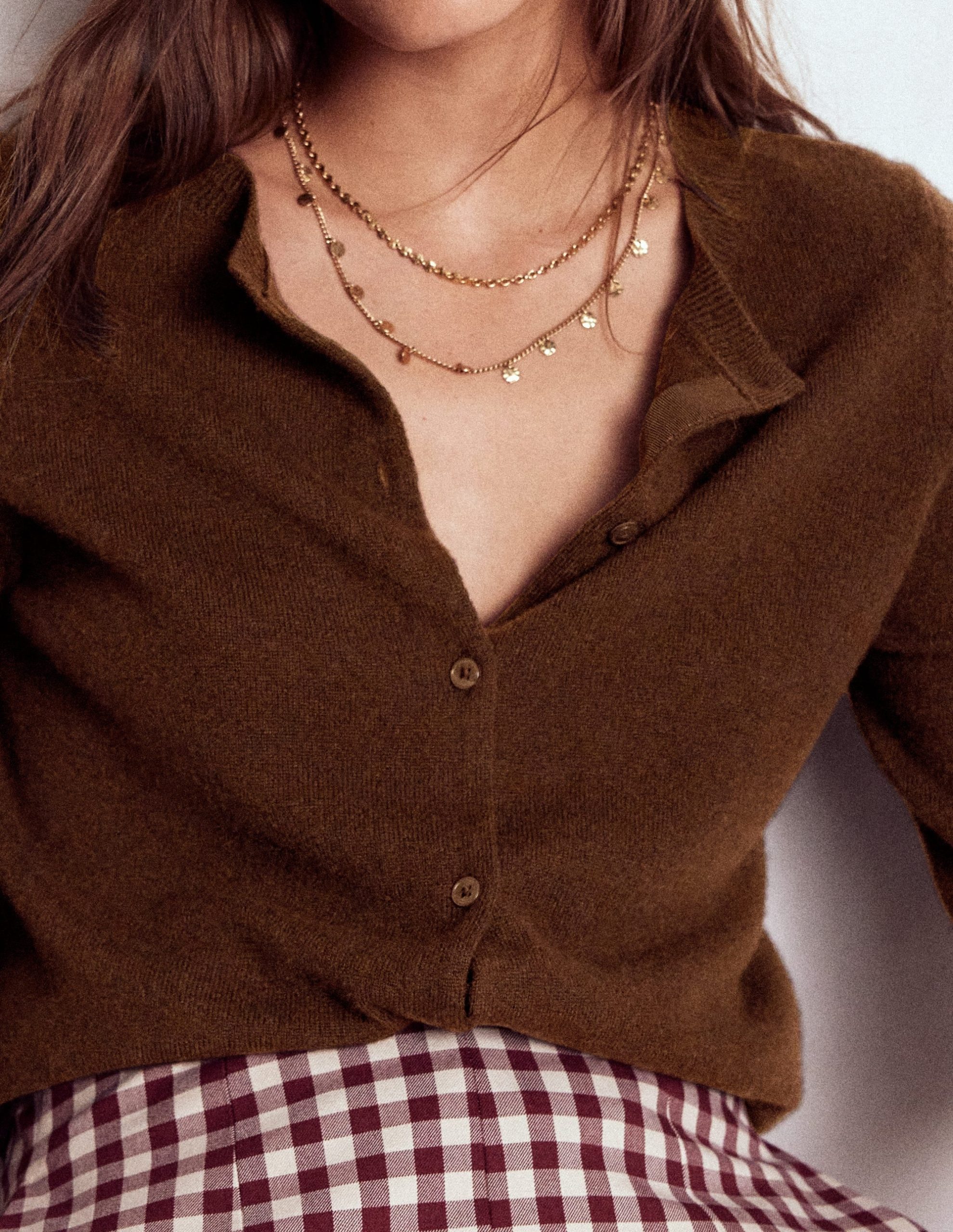 Eva Cashmere Crew Cardigan-Mocha - Image 2