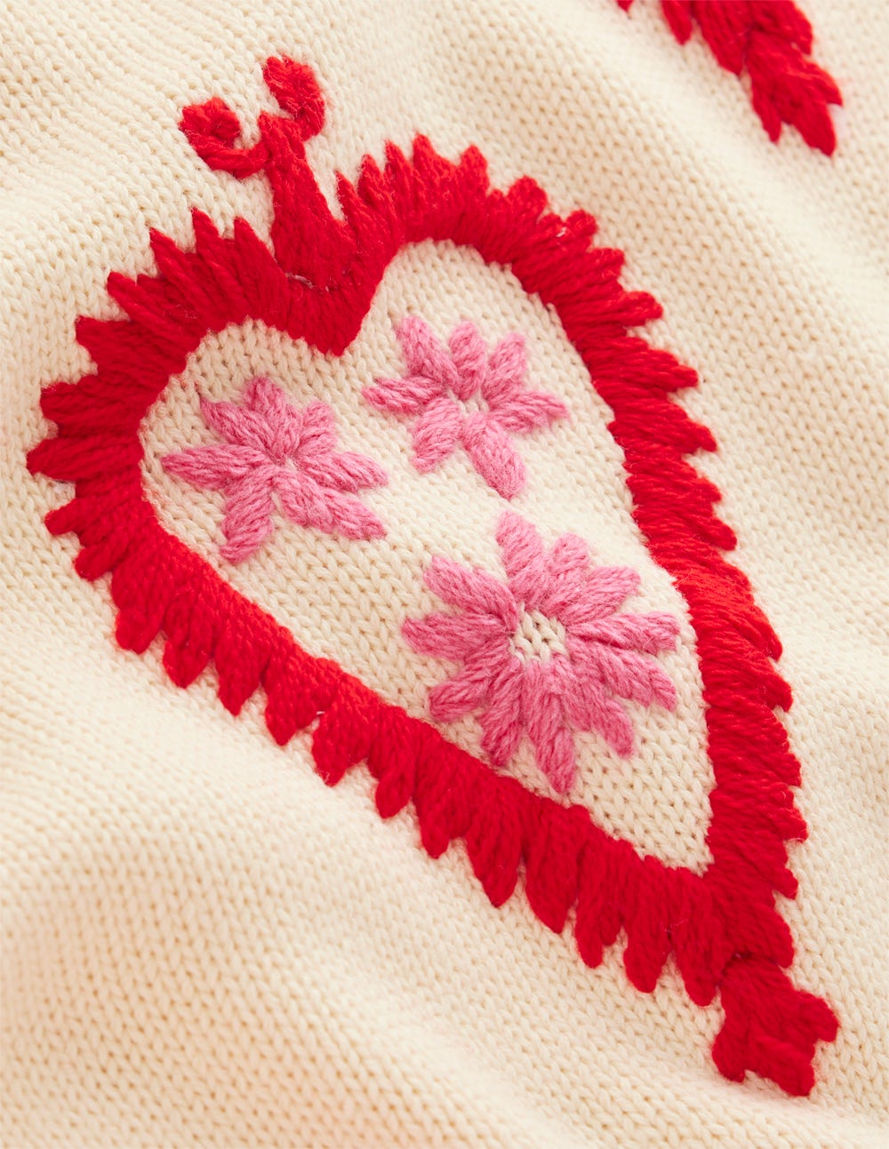 Graphic Embroidered Sweater-Warm Ivory. Hearts - Image 6
