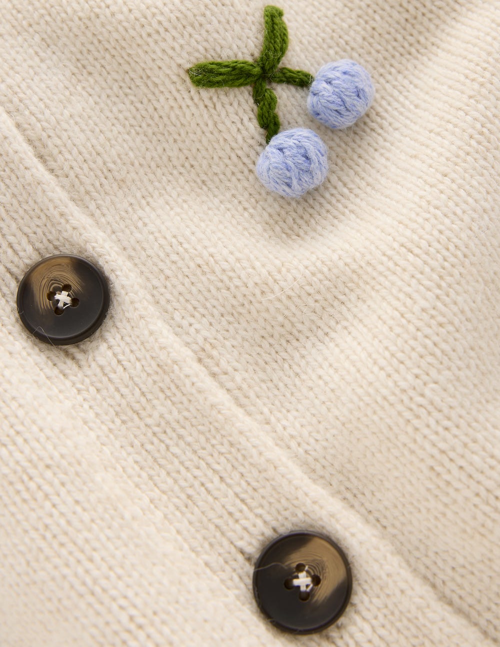 Natalie Embroidered Cardigan-Oatmeal Melange. Cherry - Image 8