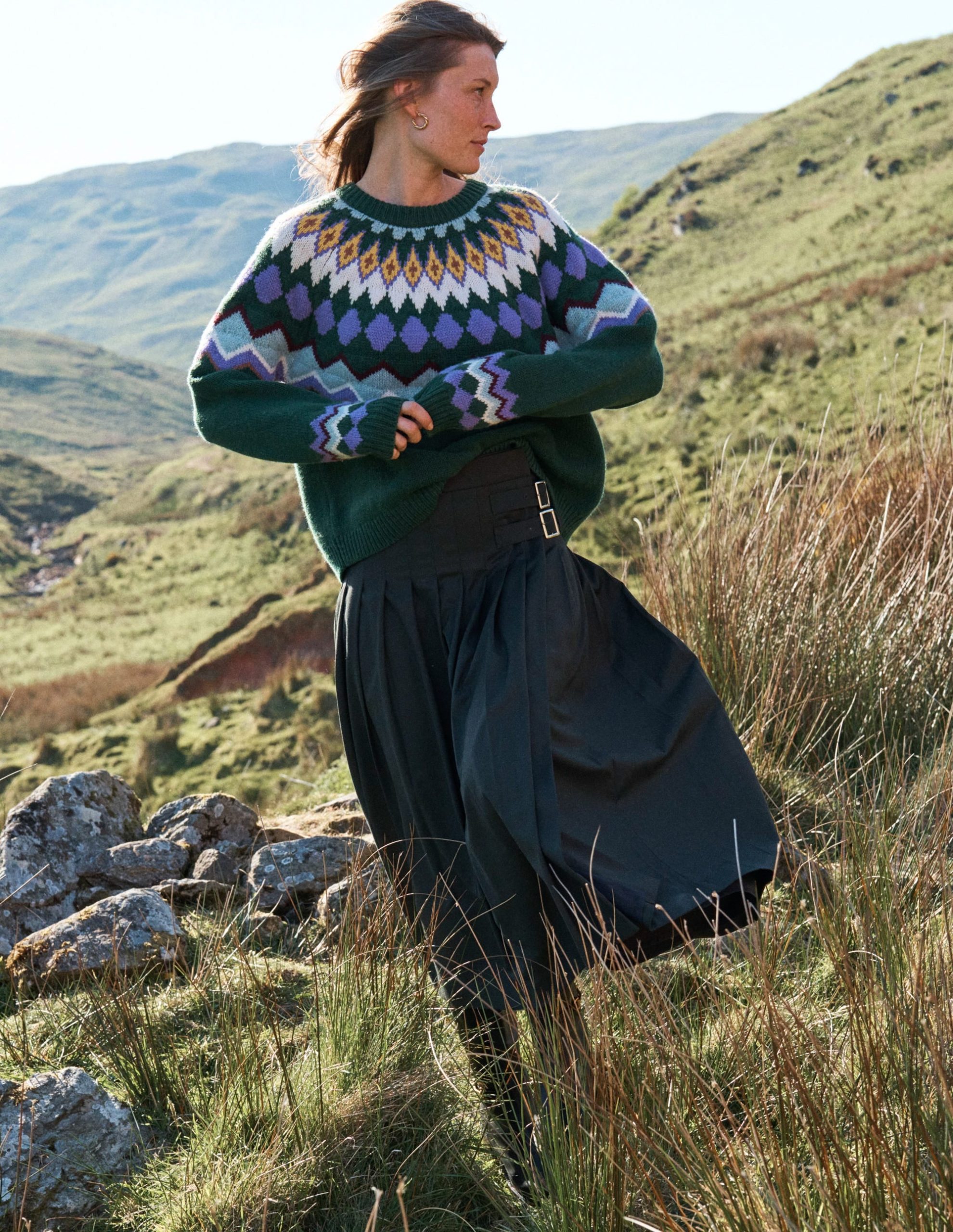 Eleanor Fair Isle Sweater-Promenade Green Melange - Image 6