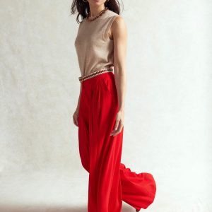Regent Wide Leg Pants-Poppy Red