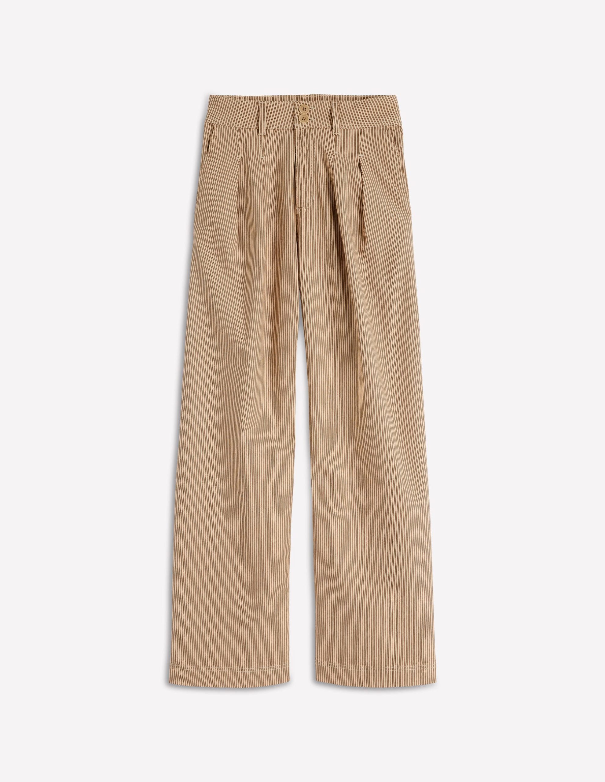 Brompton Wide Leg Pants-Tan and Ecru Stripe - Image 6