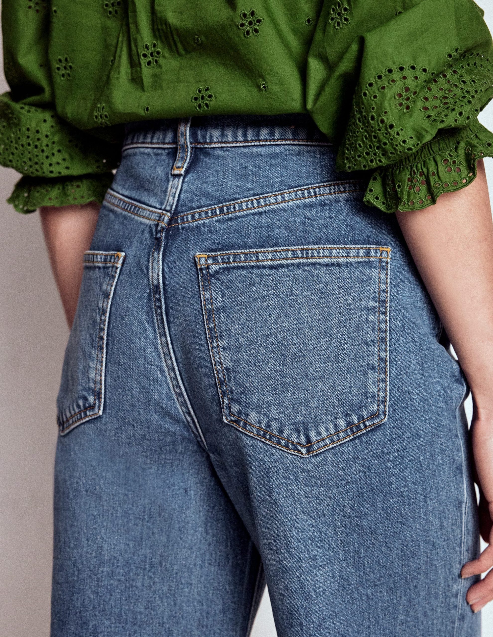 High Rise Column Leg Jeans-Mid Vintage - Image 2