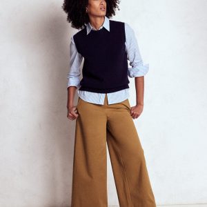 Pull-on Cropped Pants-Hazelnut Brown