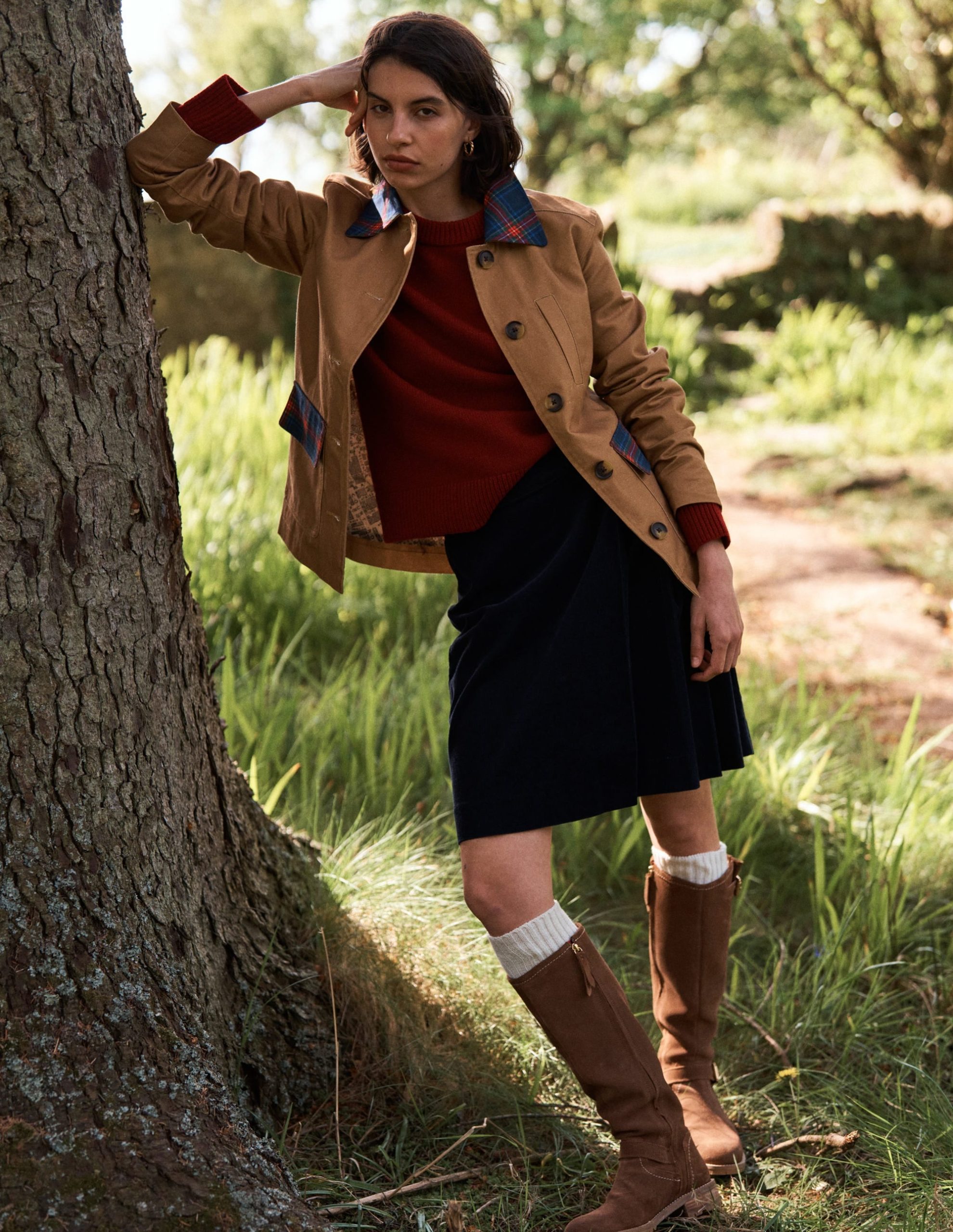 Helen Cord Kilt Skirt-Navy - Image 6