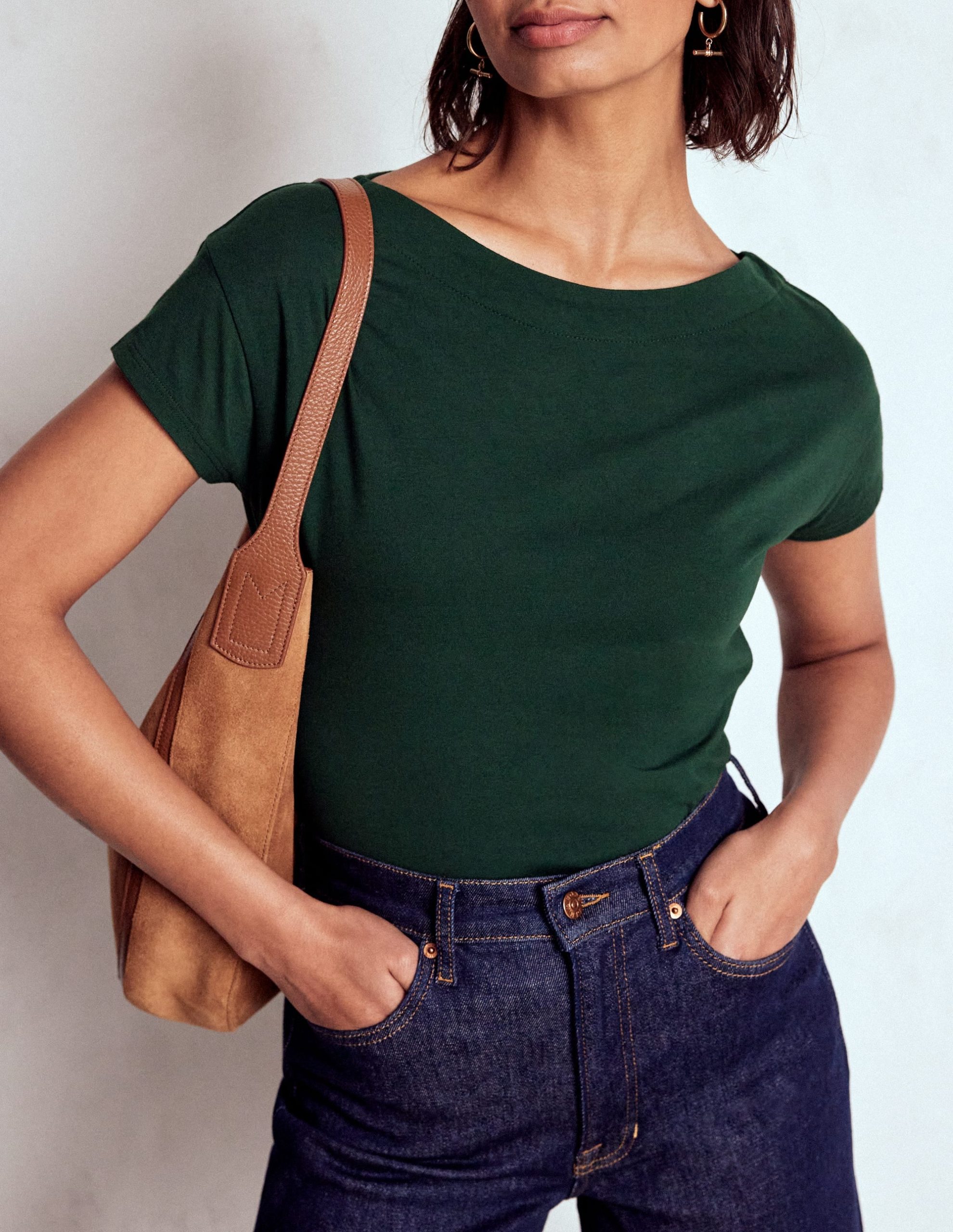 Supersoft Boat Neck T-Shirt-Green Pine - Image 4