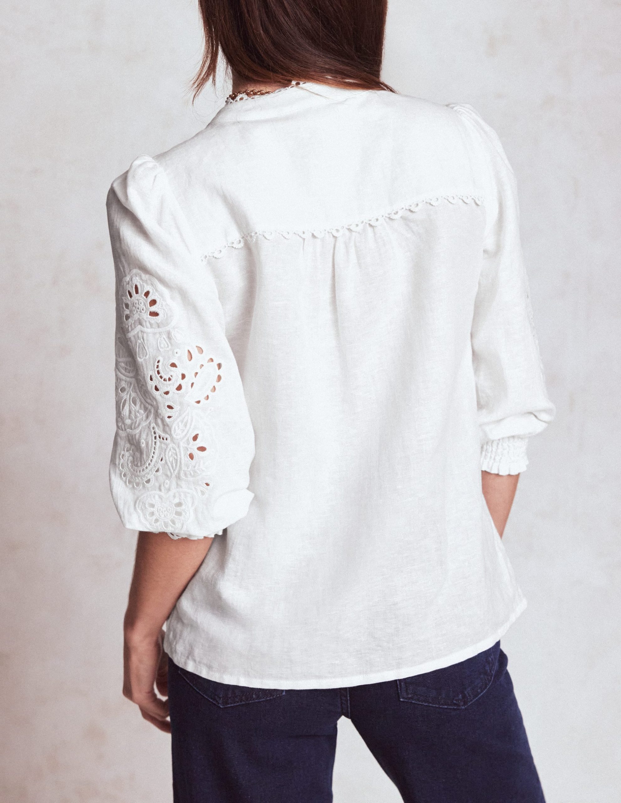 Alicia Cutwork Linen Top-White. Cutwork Embroidery - Image 3