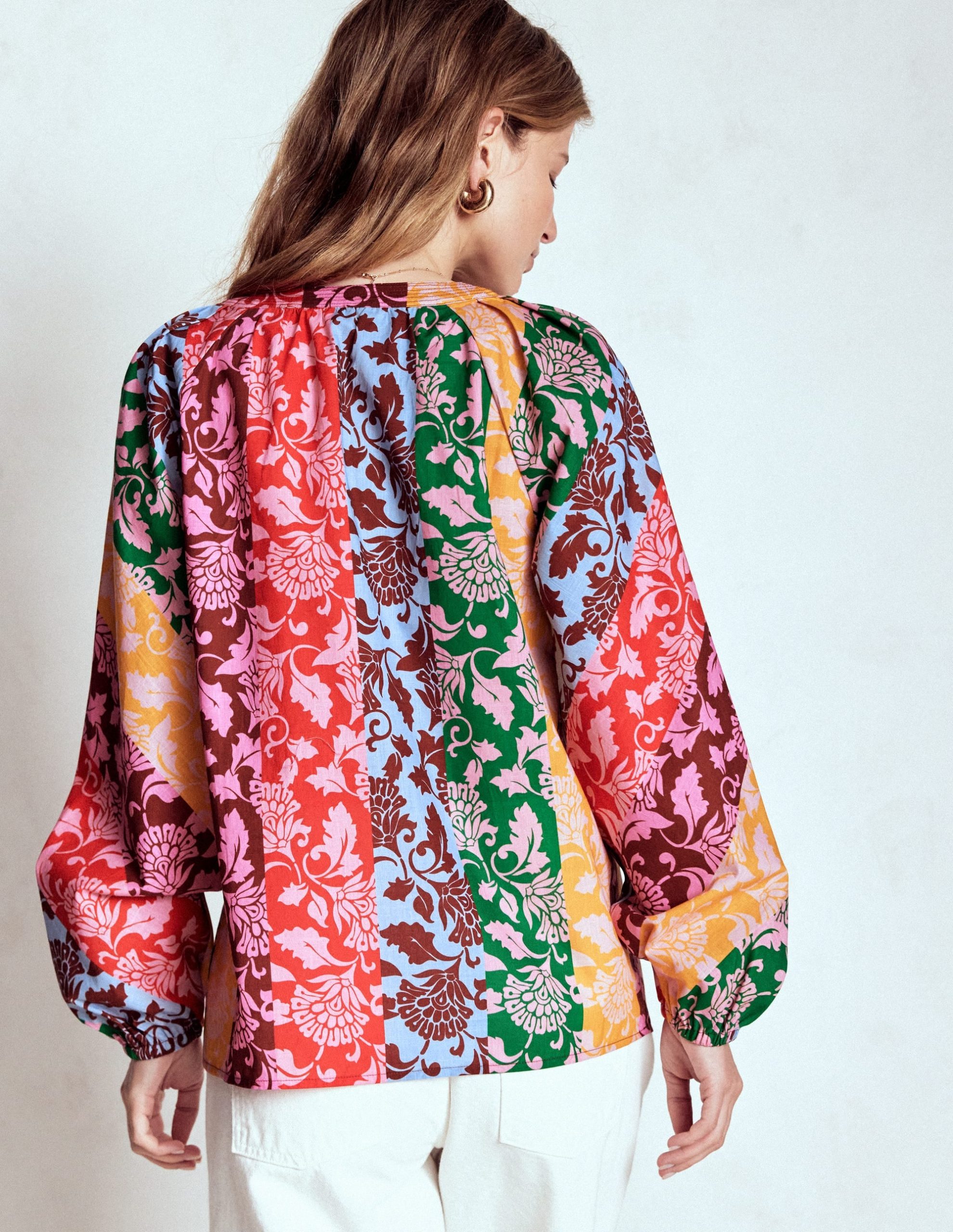 Long Sleeve Notch Top-Multi. Ornate Vine - Image 4