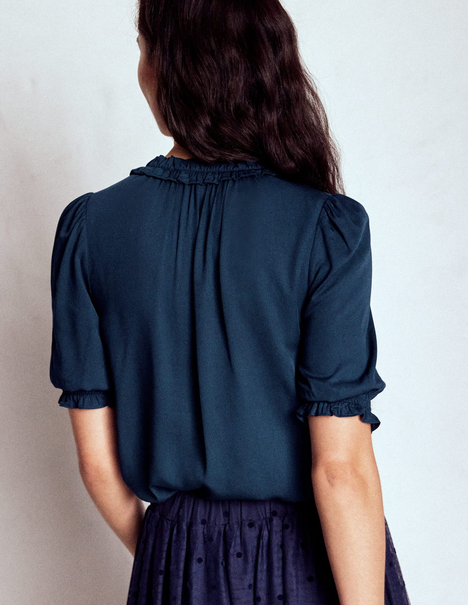 Ria Short Sleeve Top-Navy - Image 3