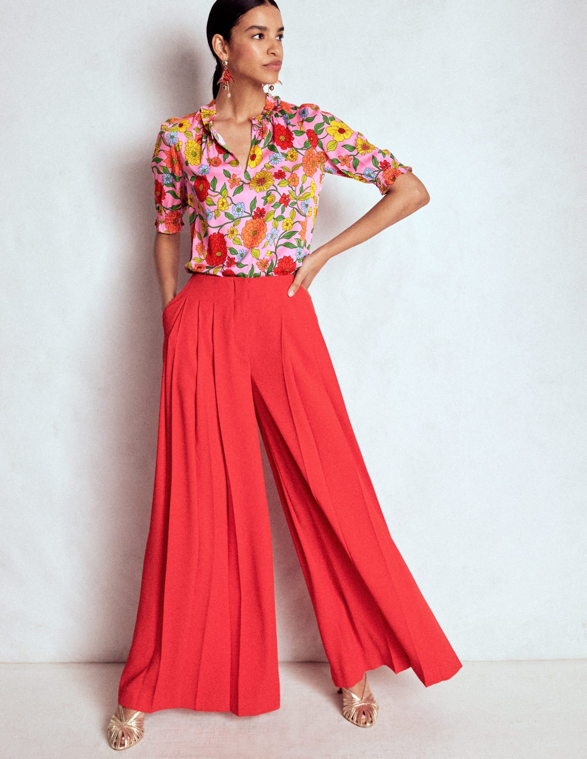 Ria Short Sleeve Top-Rose Bloom. Dahlia Trial - Image 4