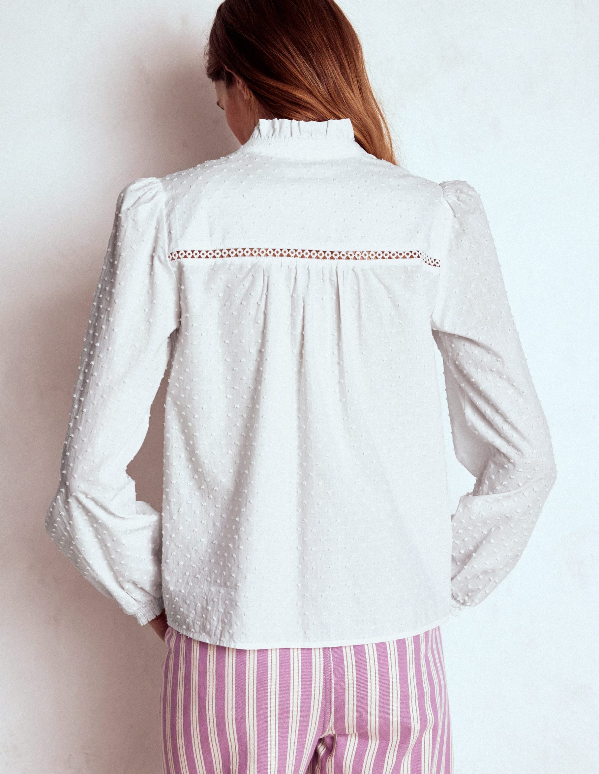 Helena Cotton Dobby Top-White - Image 3