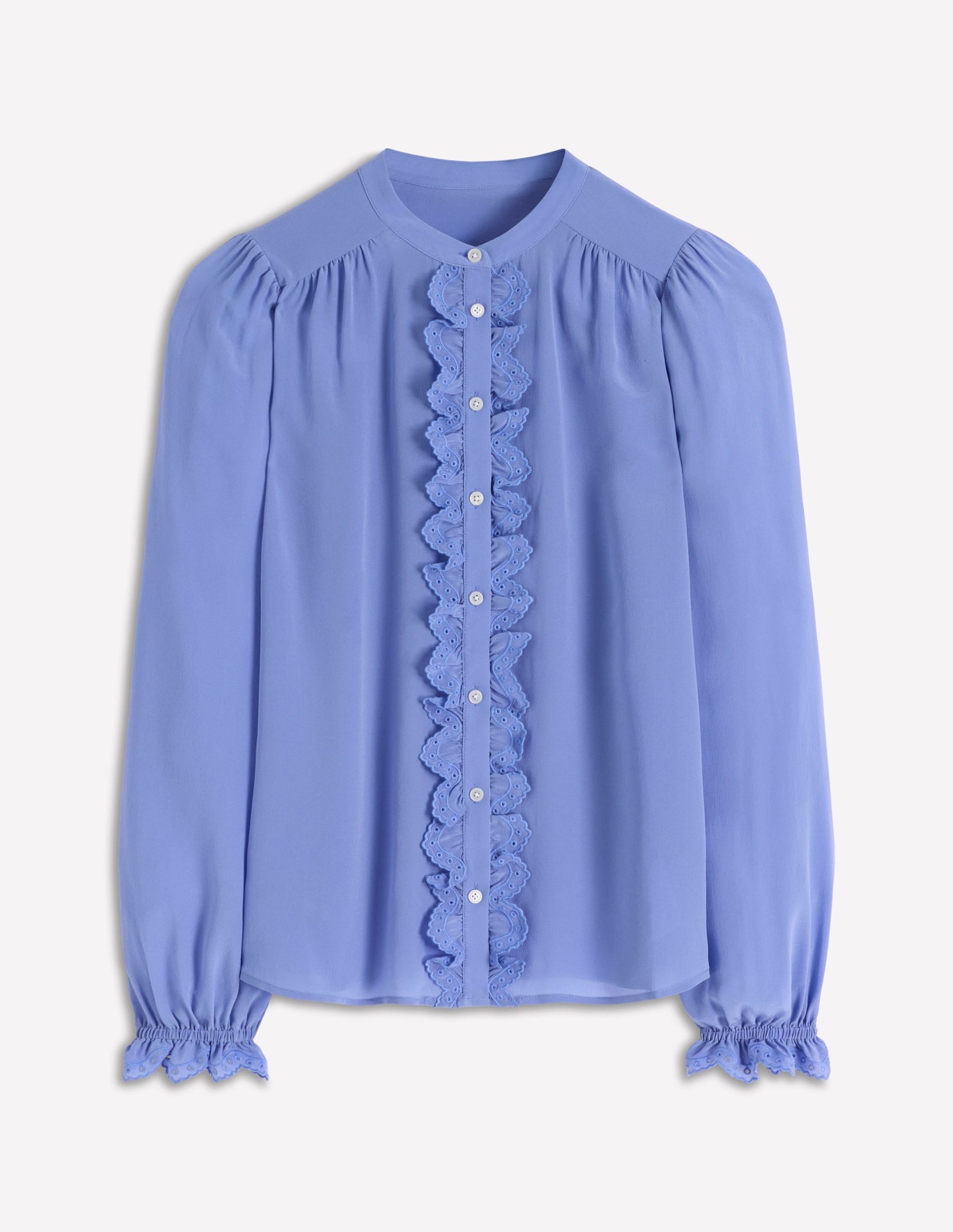 Alice Frill Front Silk Top-Soft Blue Broderie - Image 5