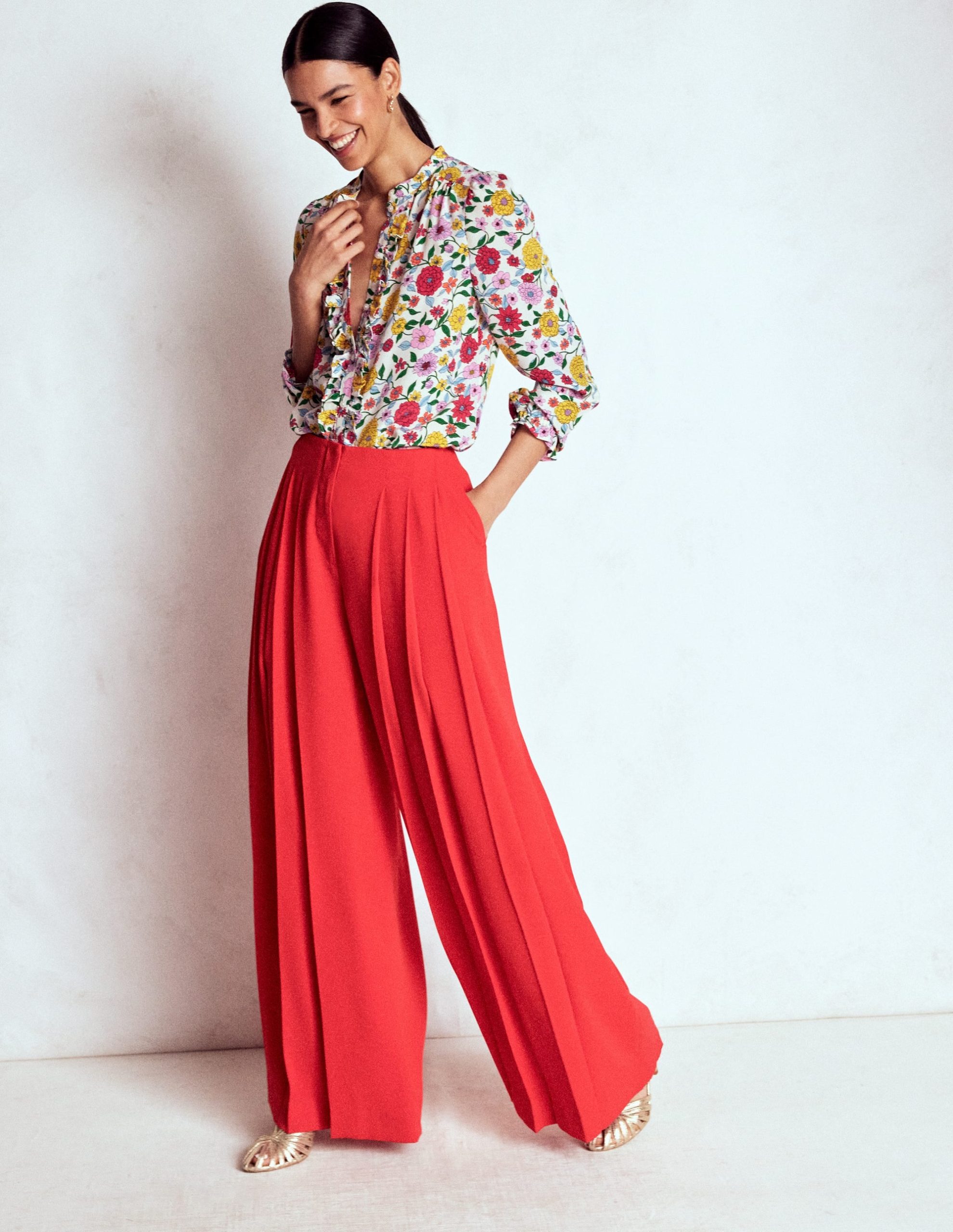 Alice Frill Front Silk Top-Multi. Dahlia Trail - Image 4