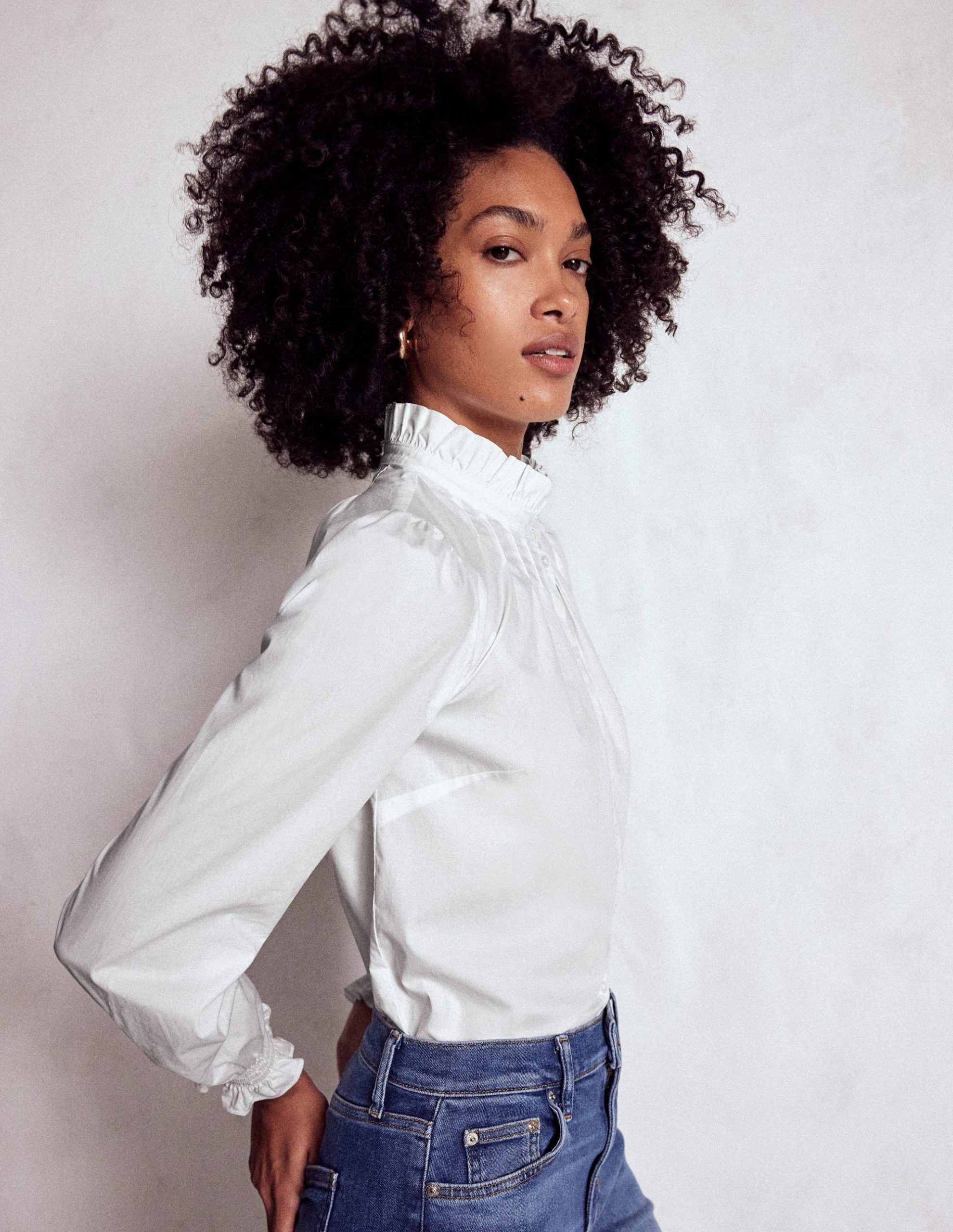 Lorna Pleated Cotton Top-White - Image 4