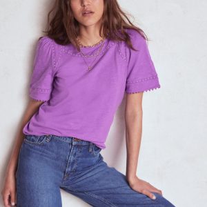 Mila Lace Trim Top-Amethyst Pruple