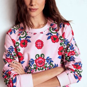Rosa Printed Sweatshirt-Pink. Ornamental Lattice