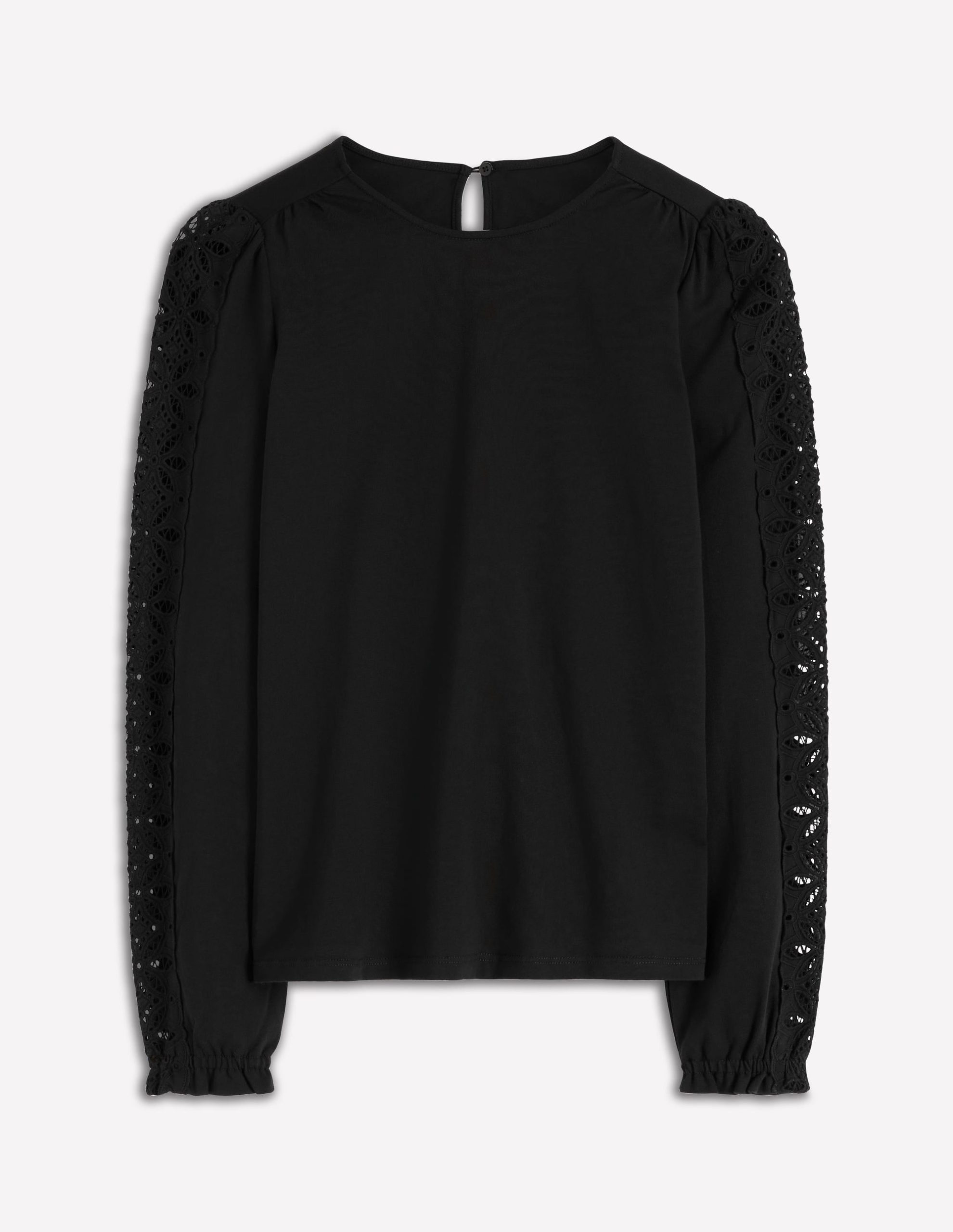 Scarlett Broderie Trim Top-Black - Image 5