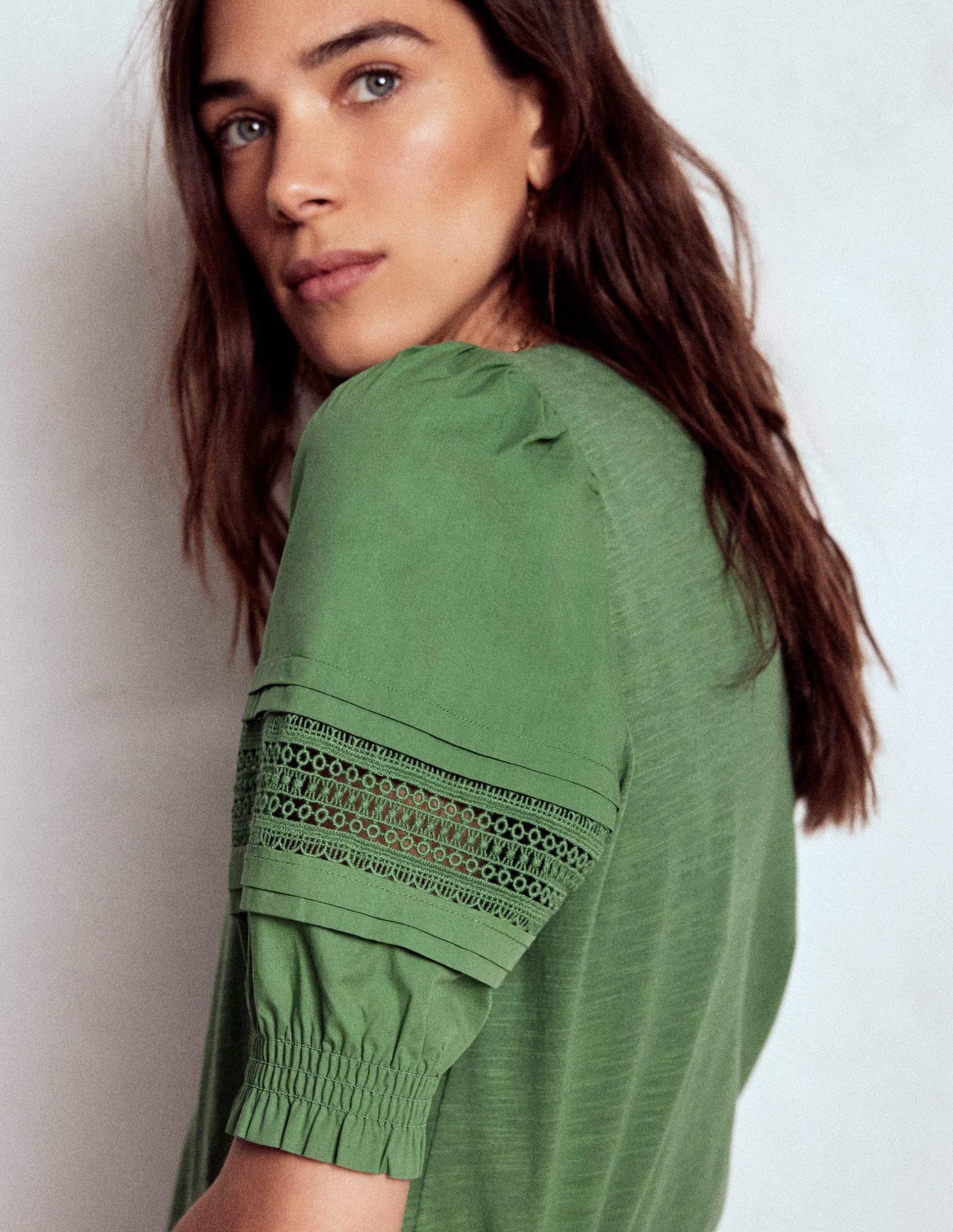 Lottie Puff Sleeve Top-Newt Green - Image 2