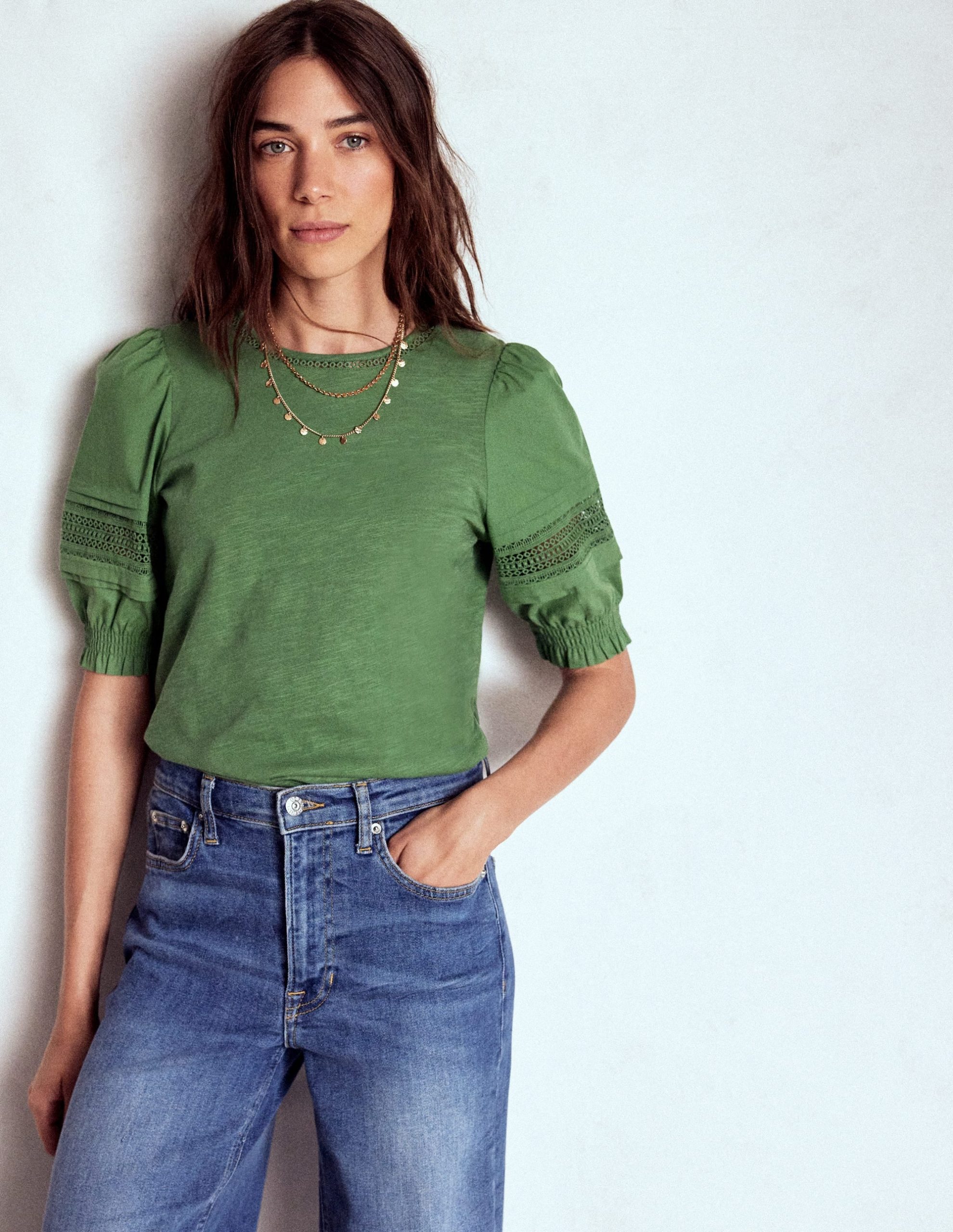 Lottie Puff Sleeve Top-Newt Green - Image 4