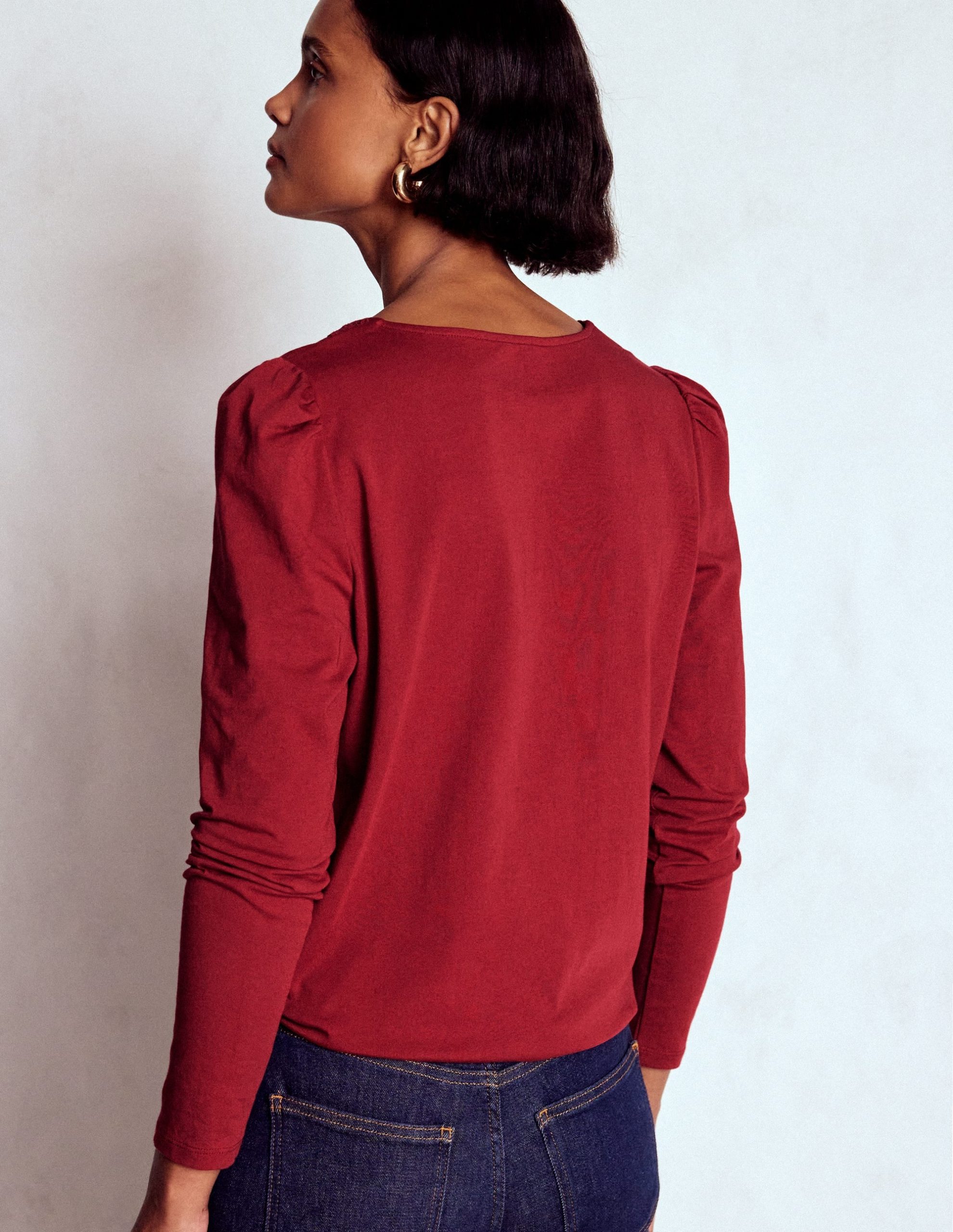 Flora Lace V-neck Top-Burgundy Red - Image 3