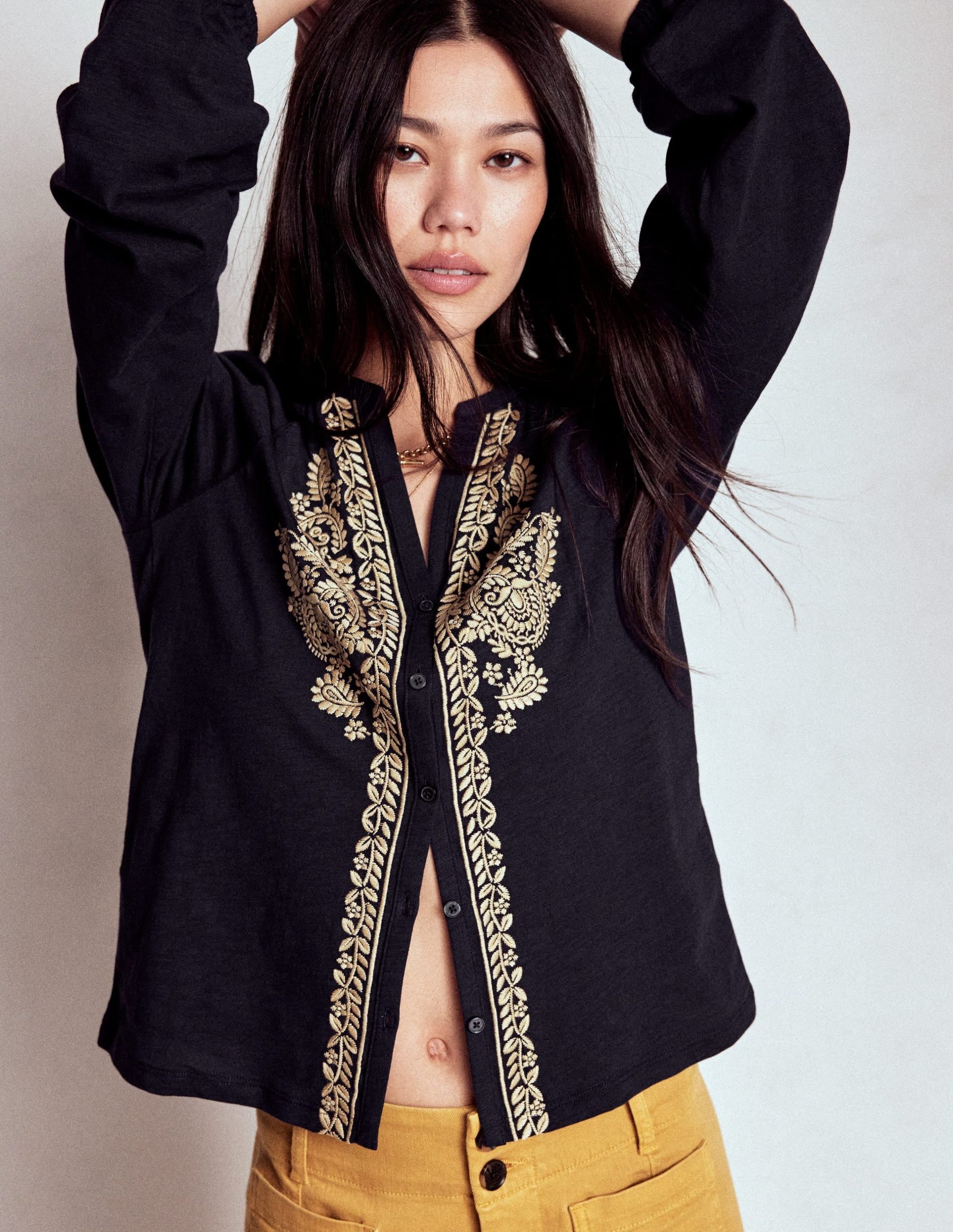 Alma Embroidered Shirt-Navy - Image 3