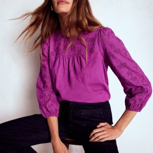 May Broderie Top-Regal Purple