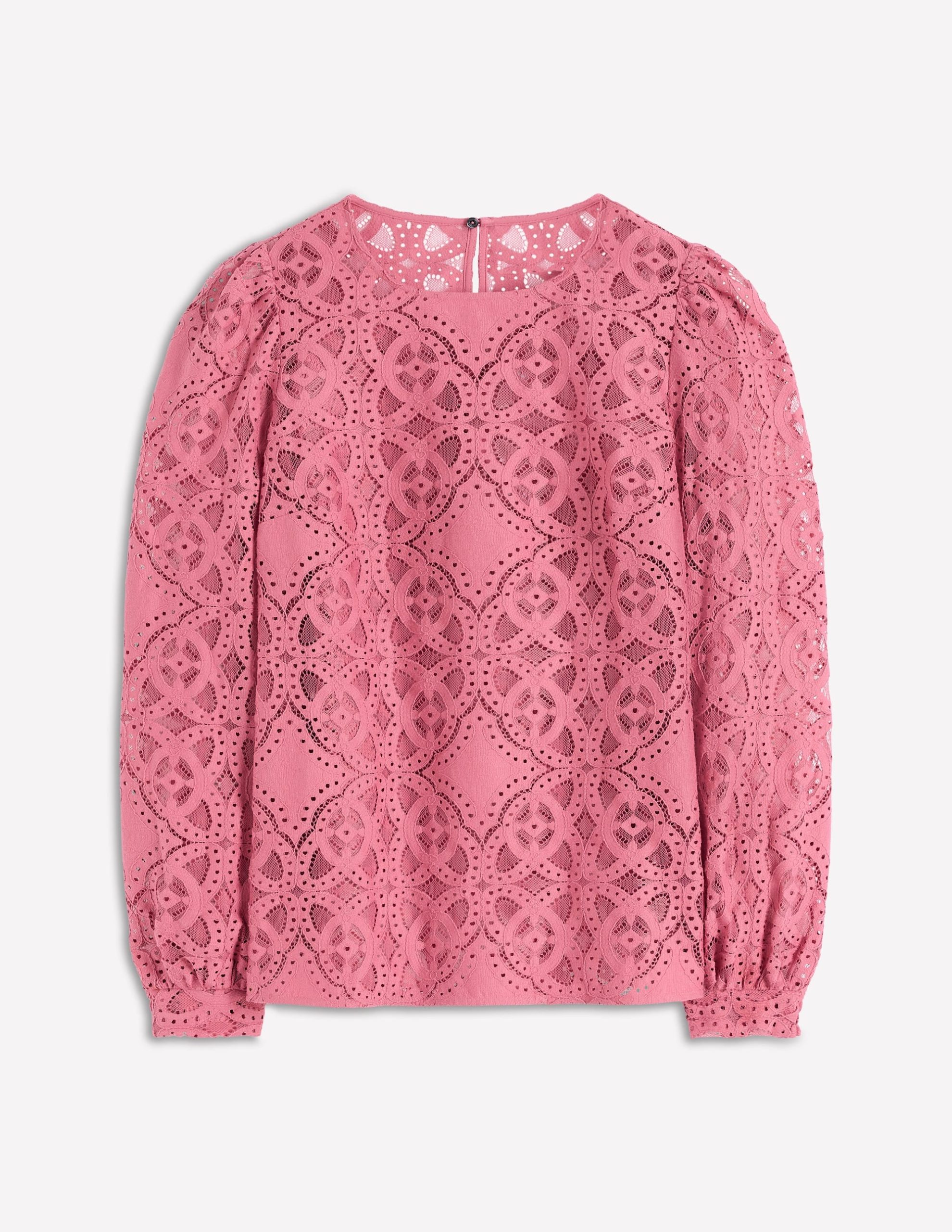 Lace Crew Neck Top-Heather Rose - Image 6