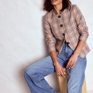 Hampstead Blazer-Brown. Pink & Navy Check