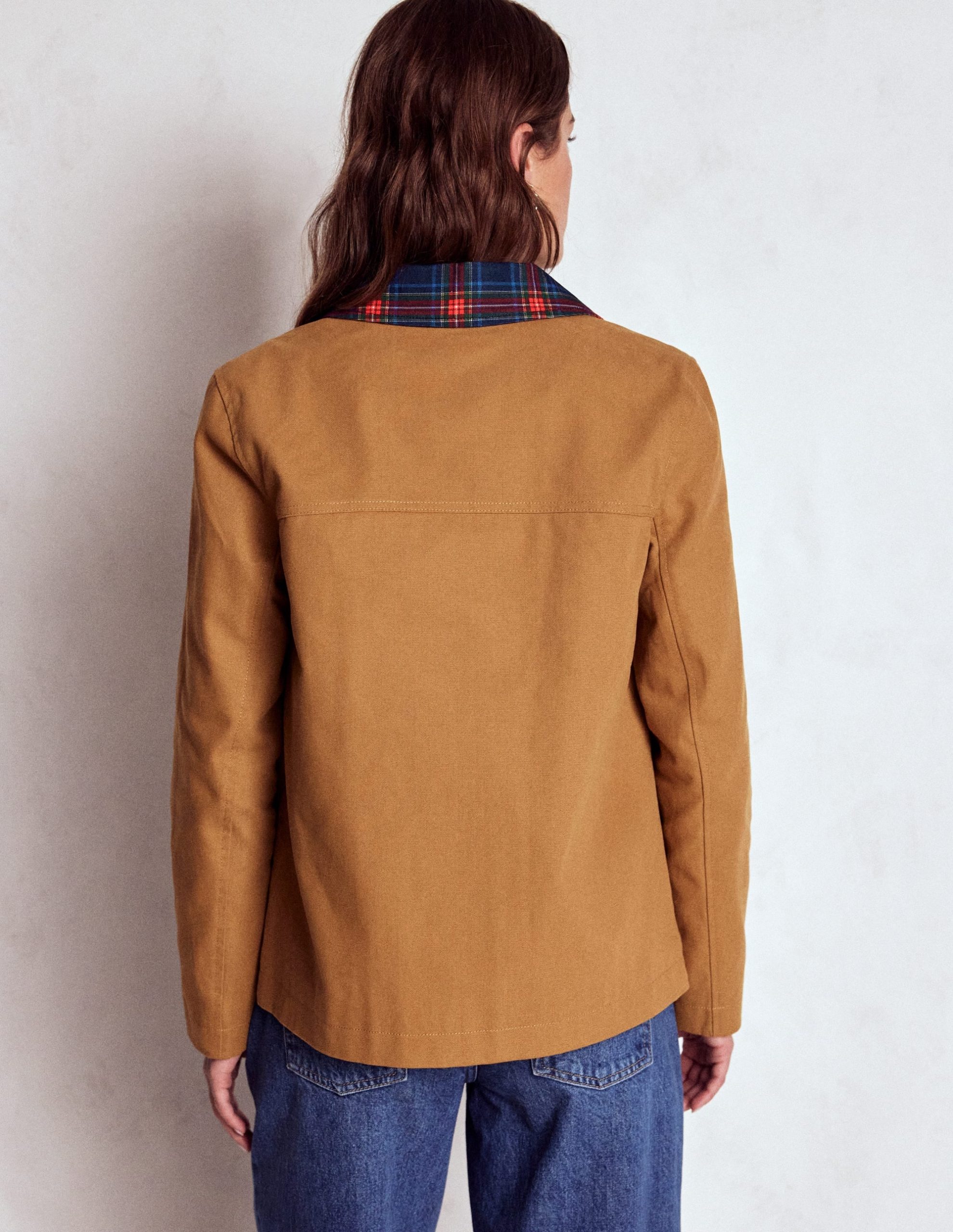 Canvas Barn Jacket-Hazelnut Brown. Check - Image 3