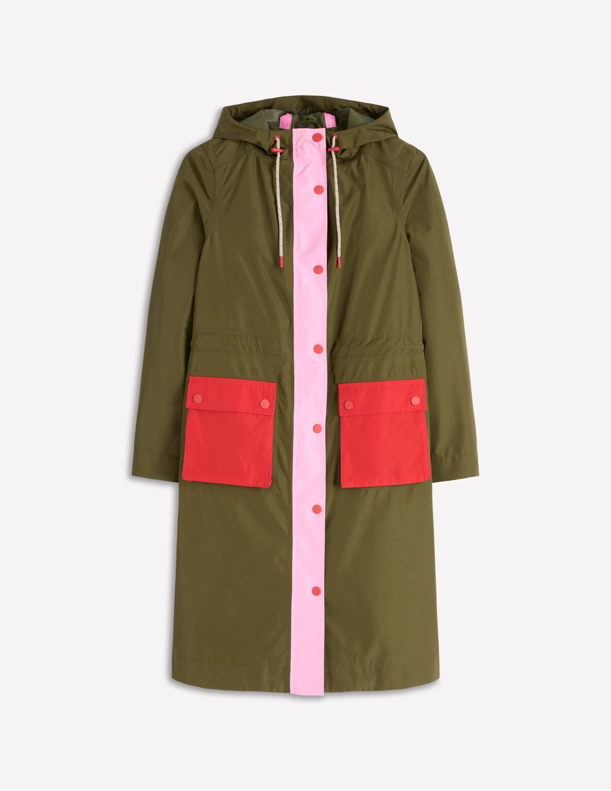 Longline Rain Mac-Khaki Colourblock - Image 6