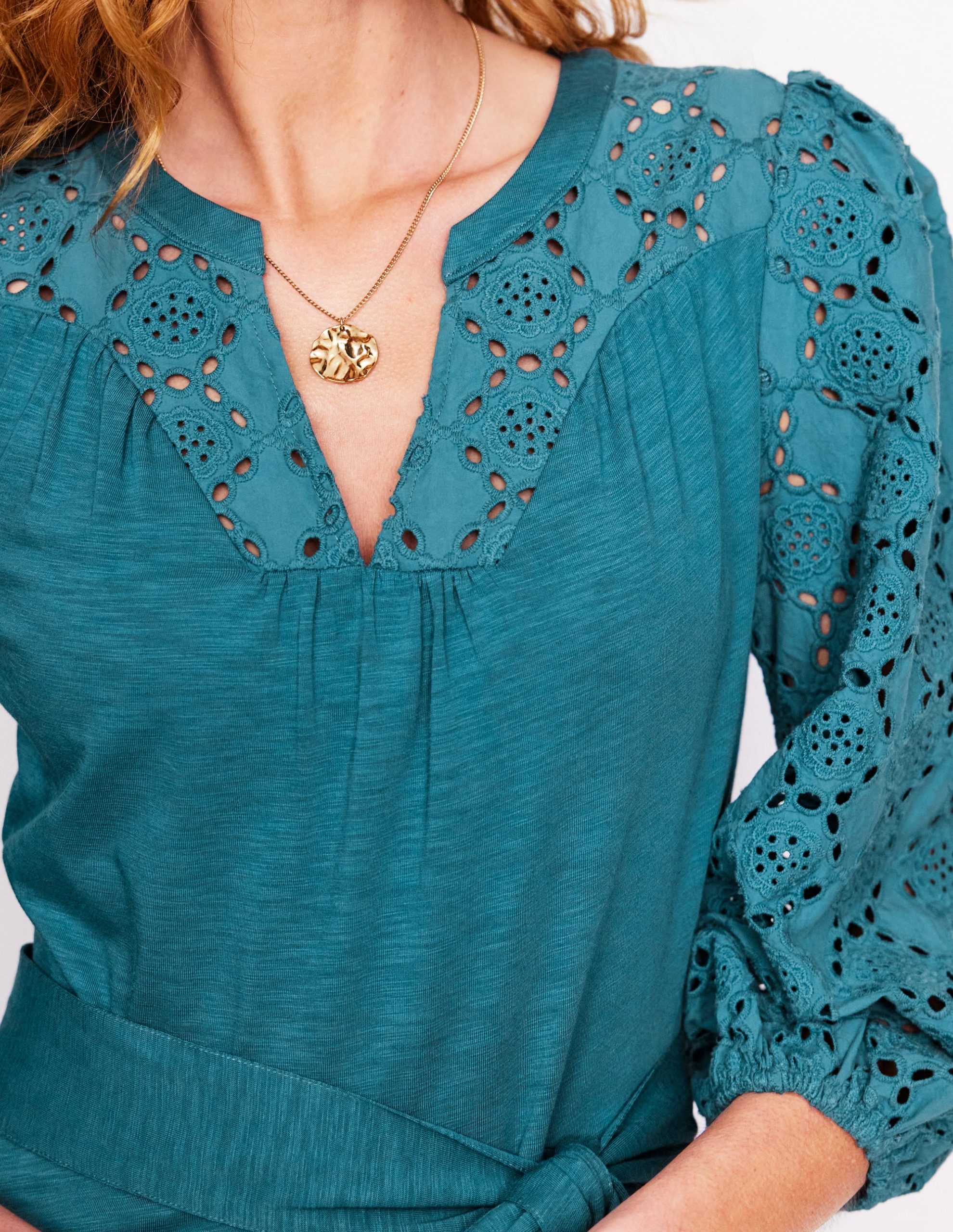 Eden Broderie Jersey Dress-Waterfall Blue - Image 2