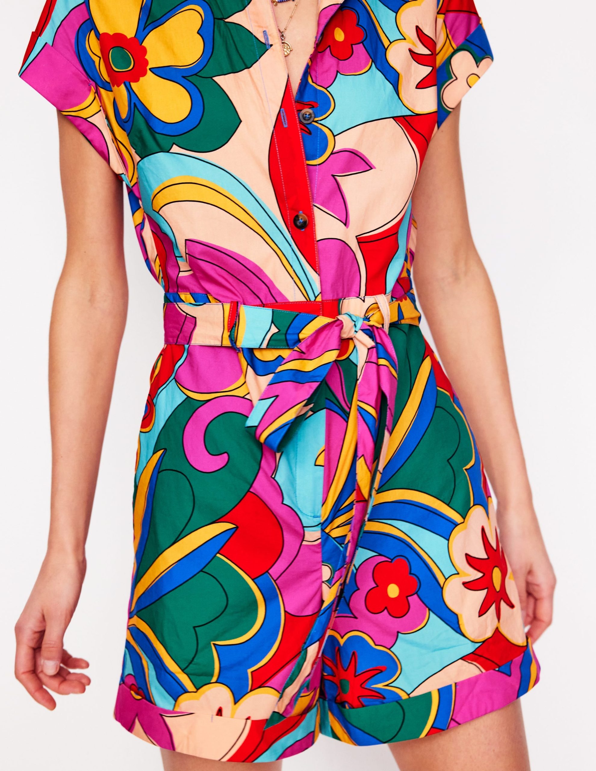 Casual Cotton Playsuit-Multi. Blossomy Pop - Image 2